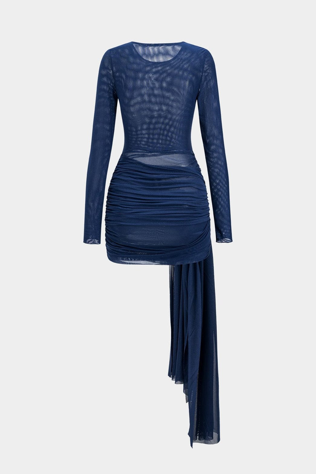 Robe moulante bleue semi-transparente vue de dos étoile