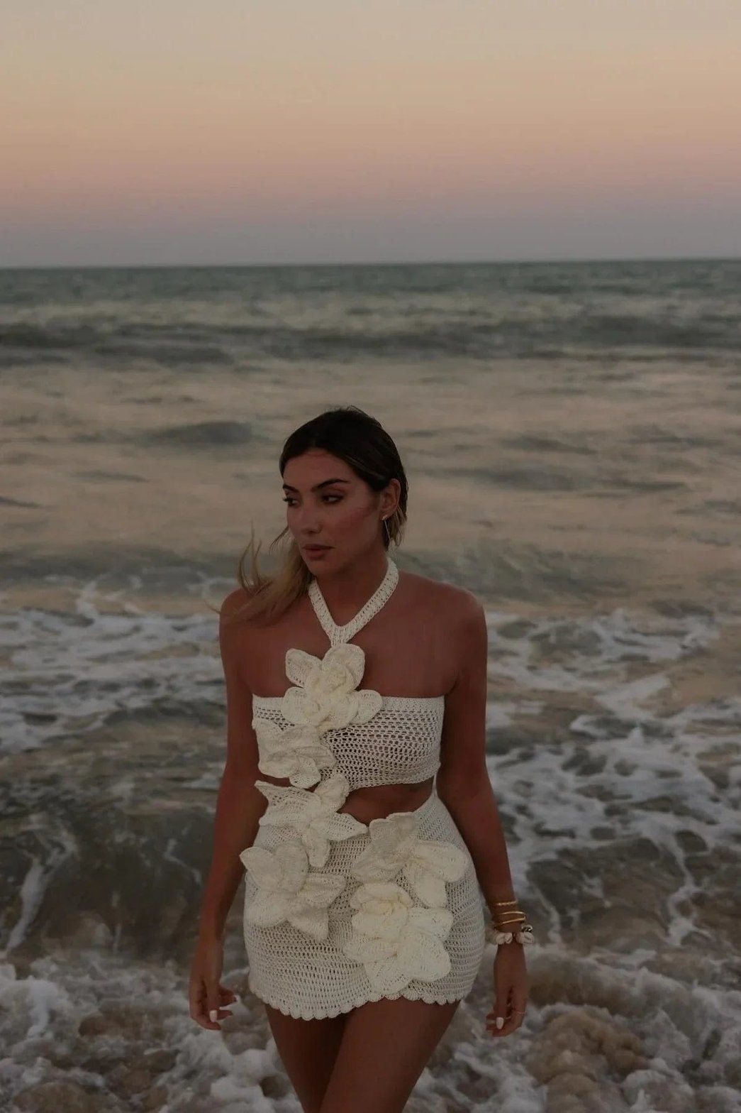 Robe tricot fleurie fraîcheur