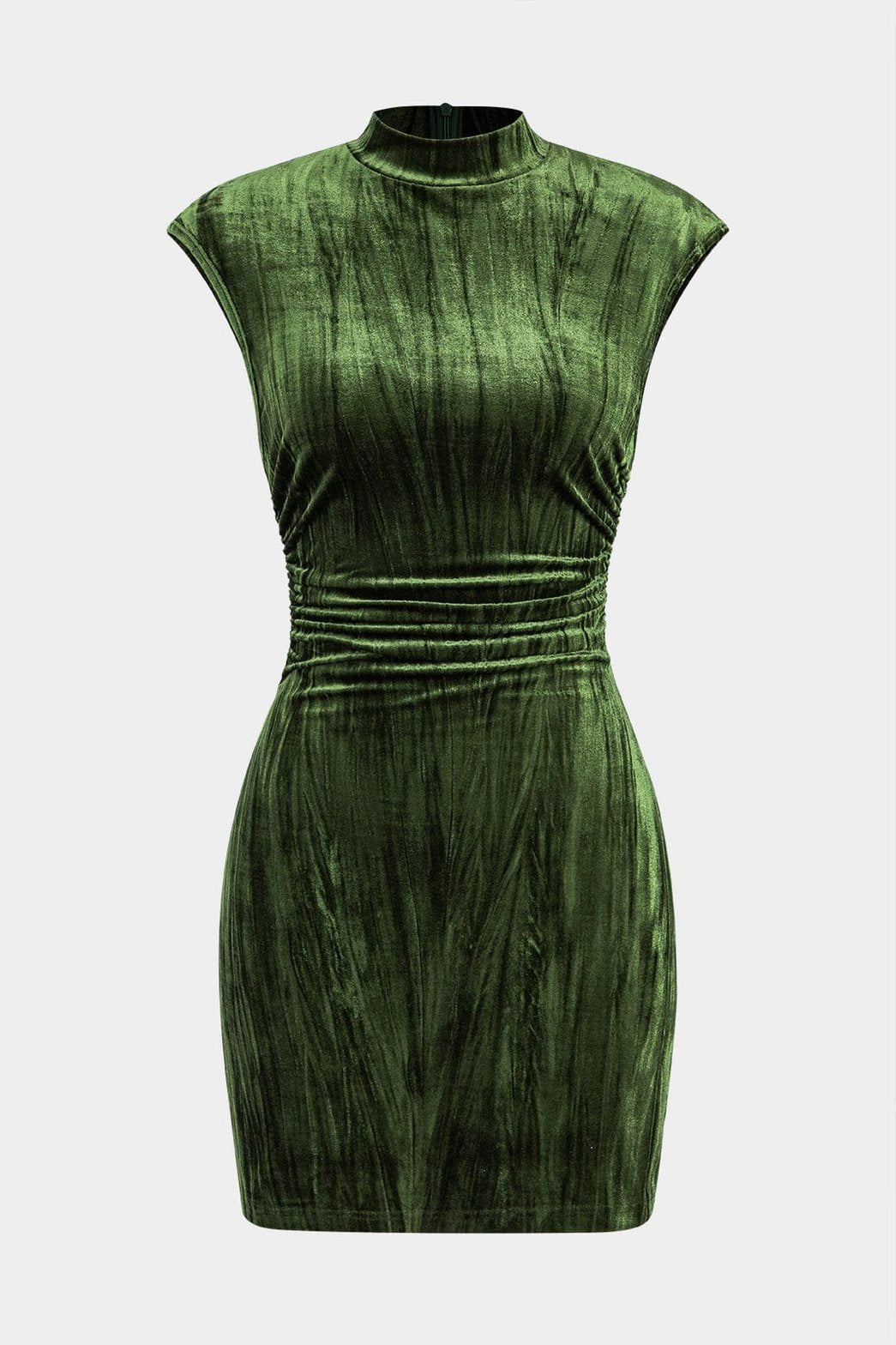 Robe velours verte froncée élégante douceur
