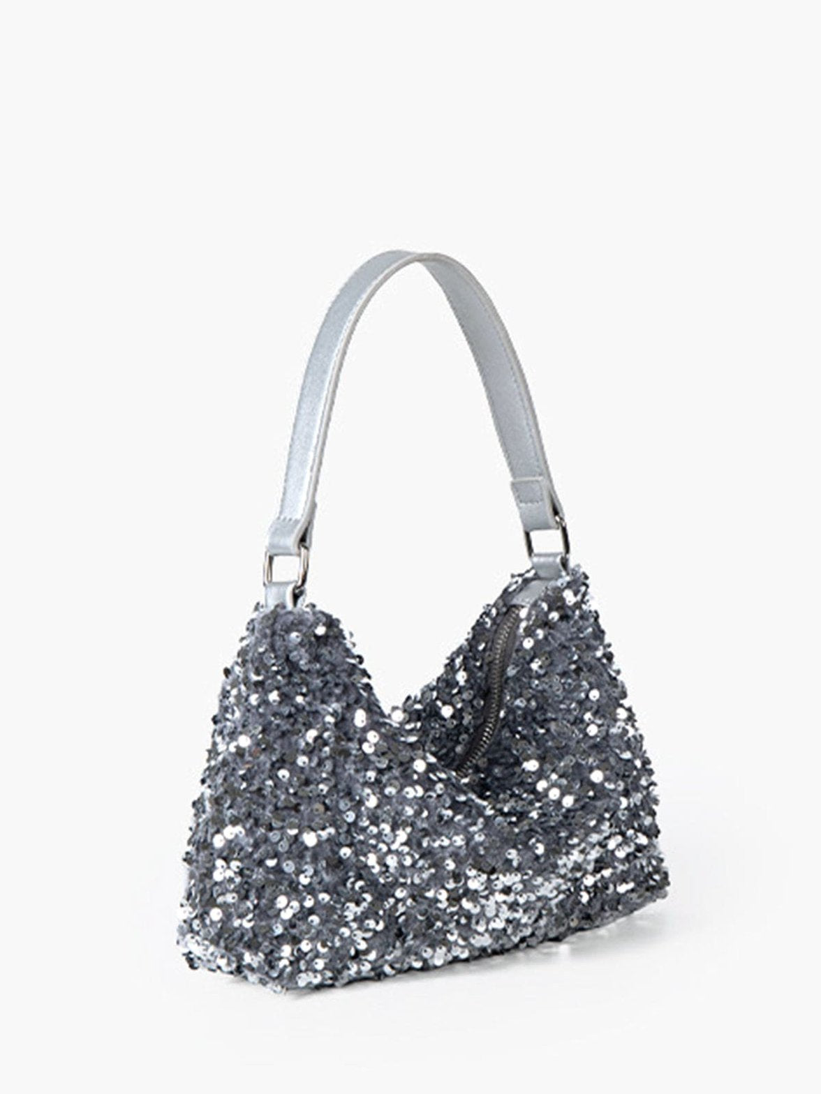 Sac baguette argenté à sequins étoile