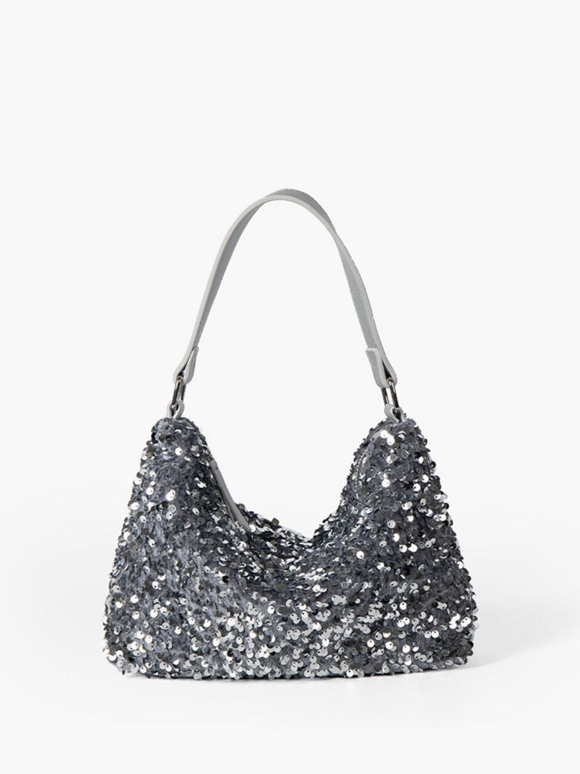 Sac baguette à paillettes argent brillant soleil