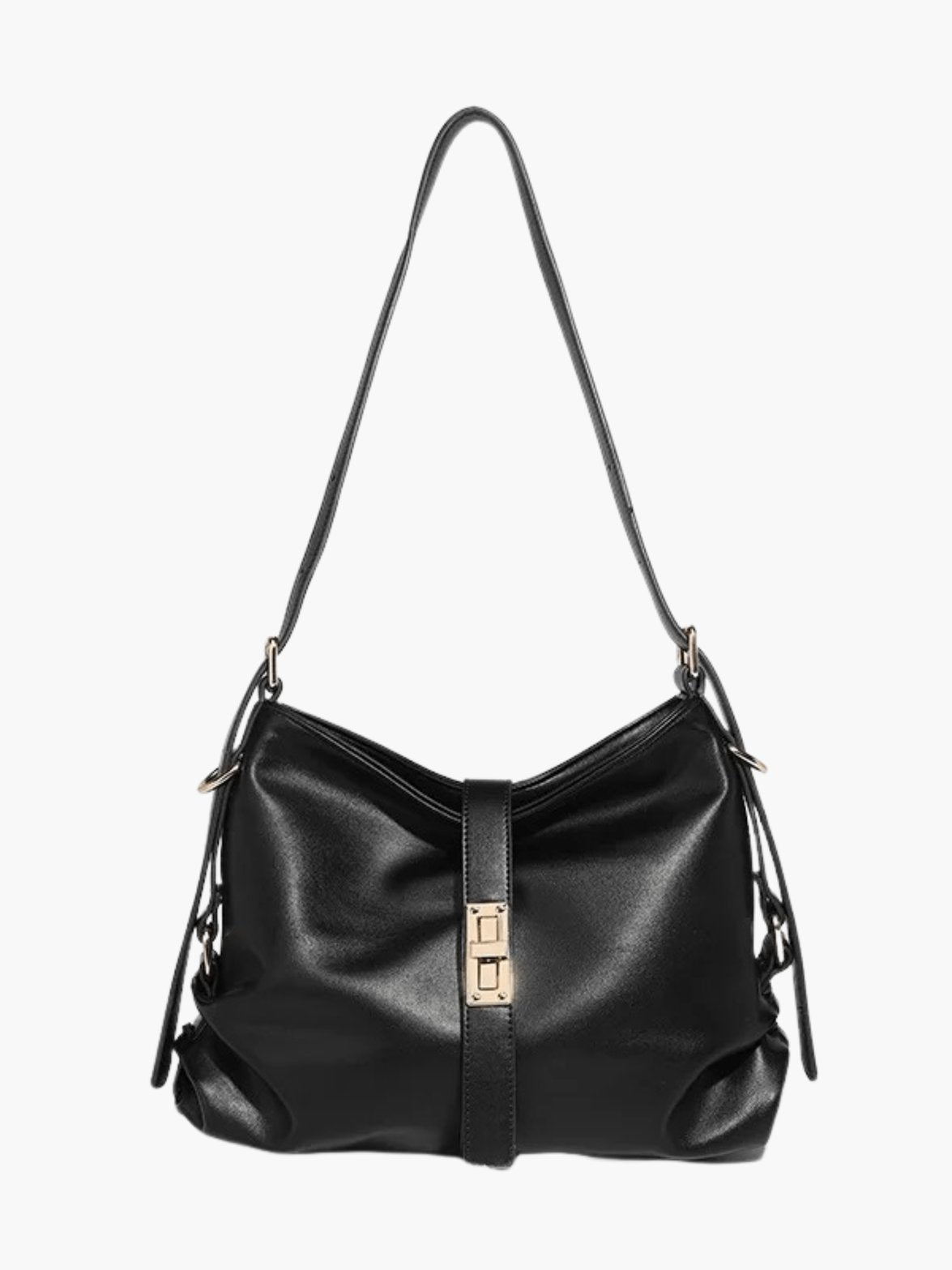 Sac bandoulière en cuir noir élégant jardin