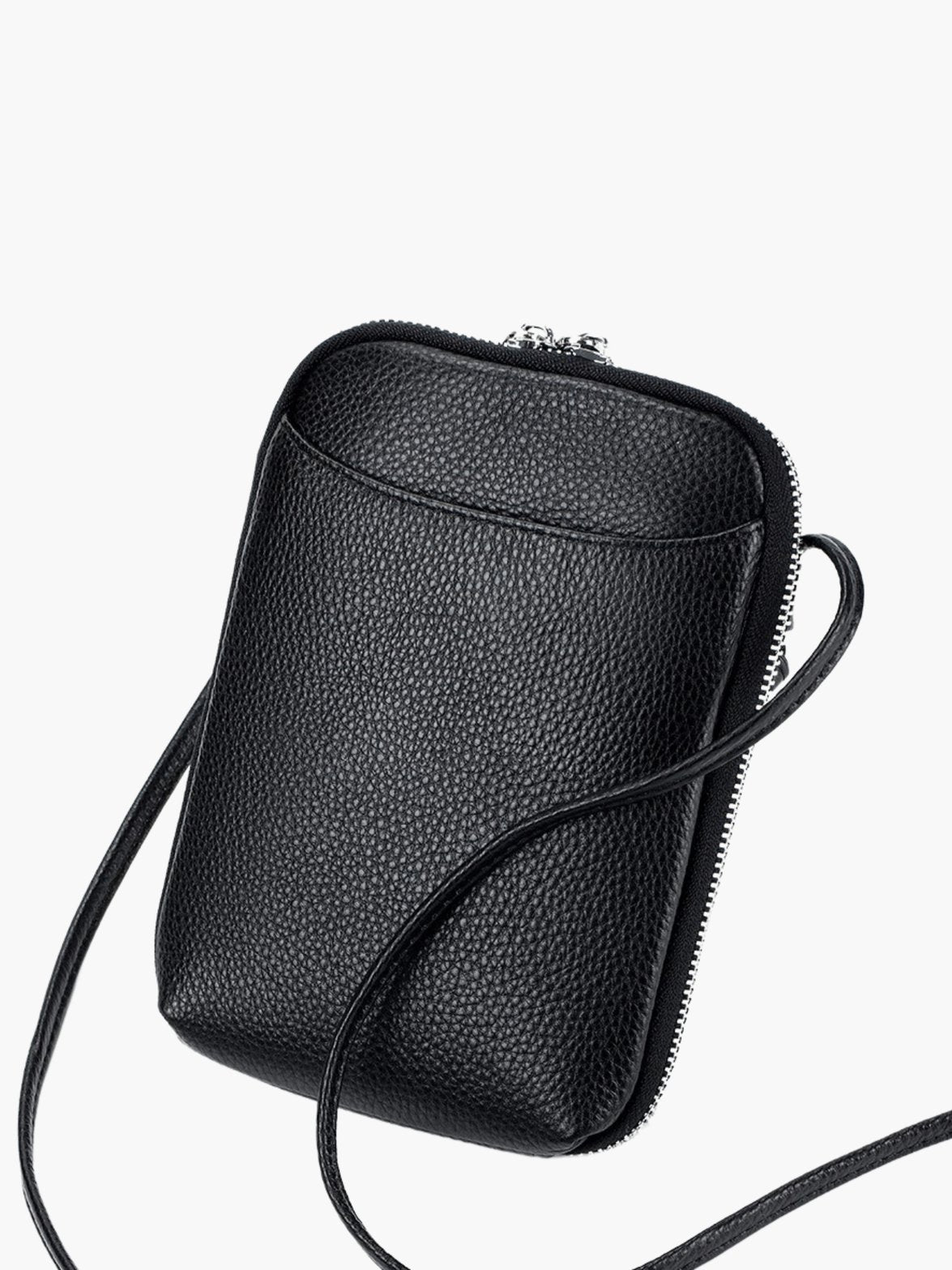 Vue de face sac en cuir noir luxe étoile