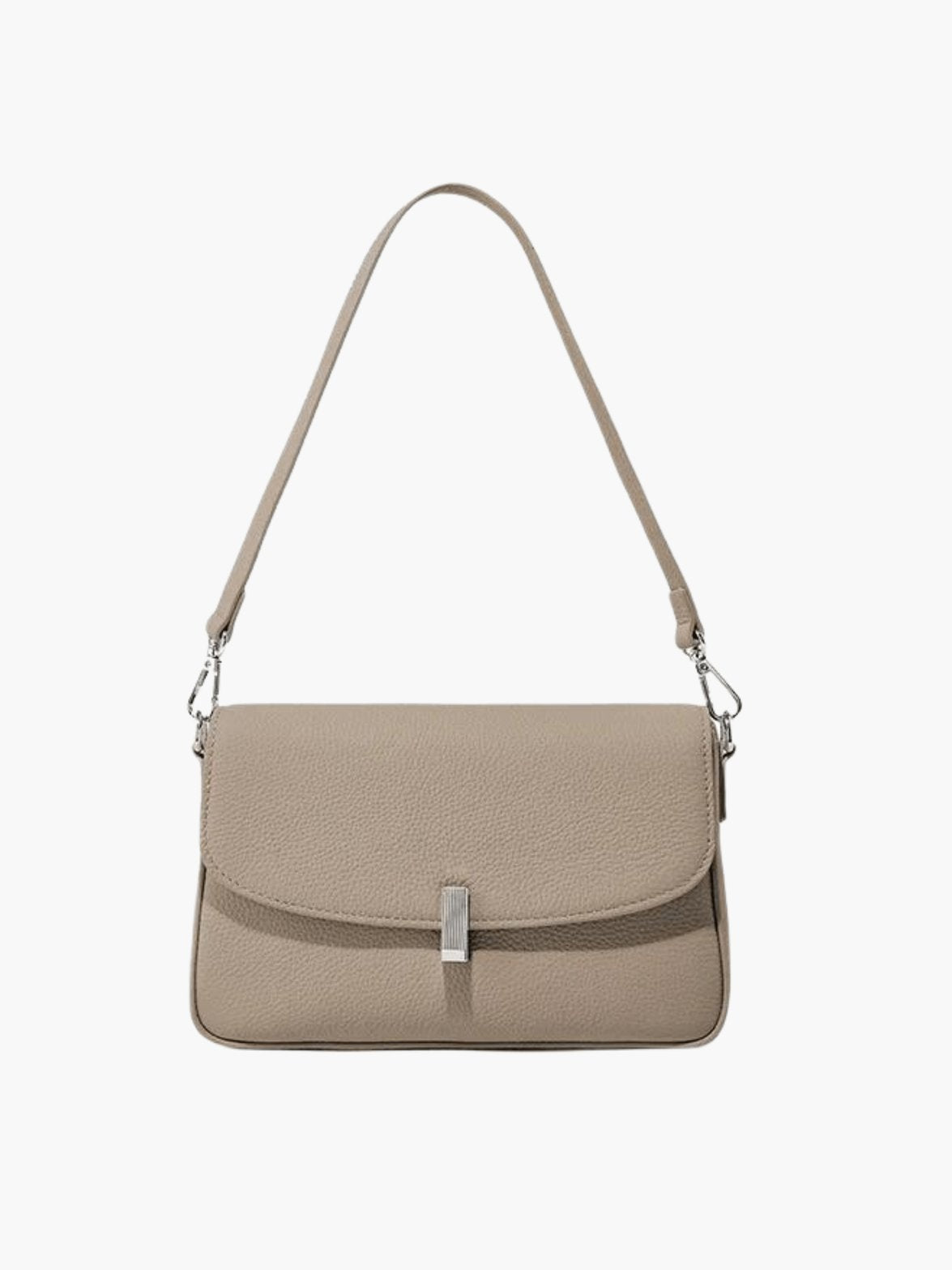 Sac bandoulière beige en cuir véritable soleil