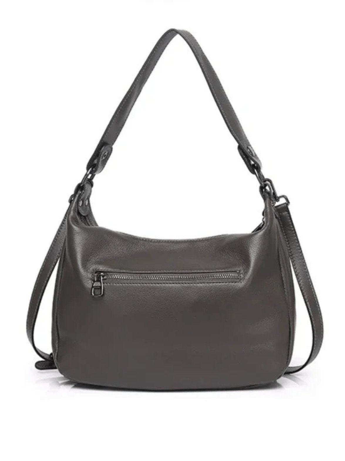 Sac en cuir gris vue de côté lune