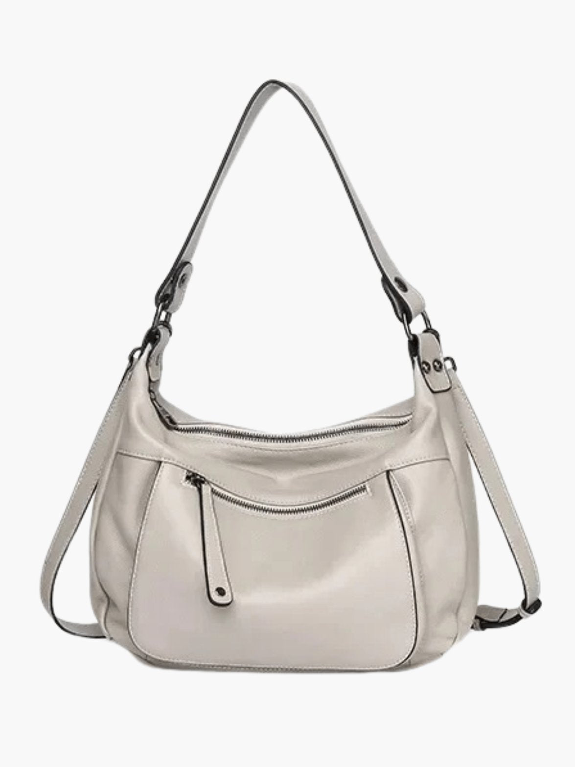 Sac en cuir gris vue portée iris