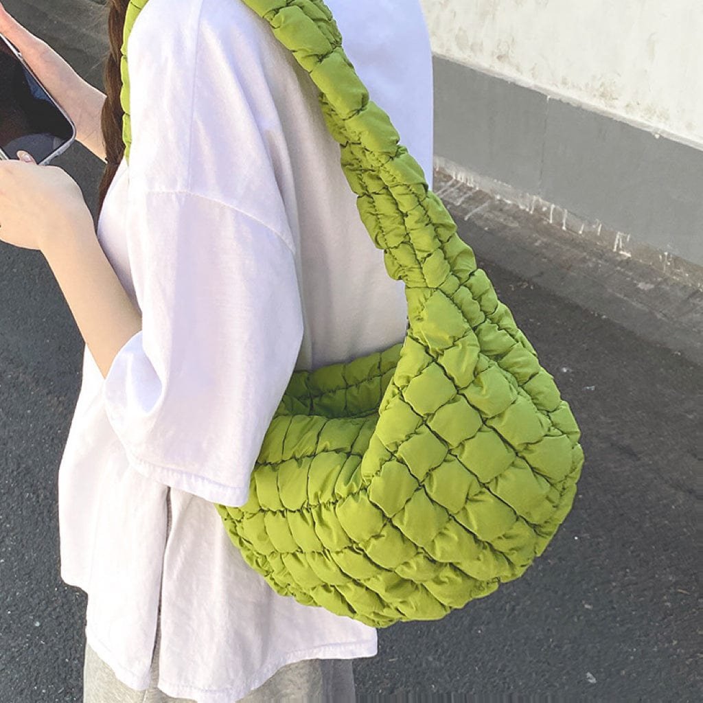 Sac bandoulière matelassé vert citron soleil