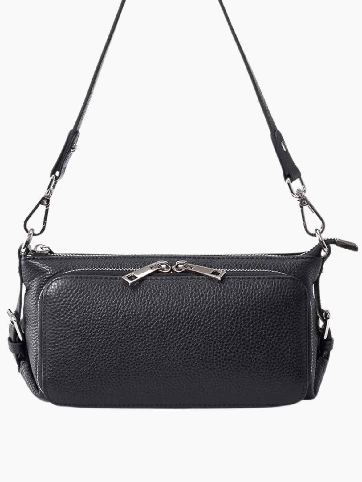 Sac bandoulière en cuir noir élégant soleil