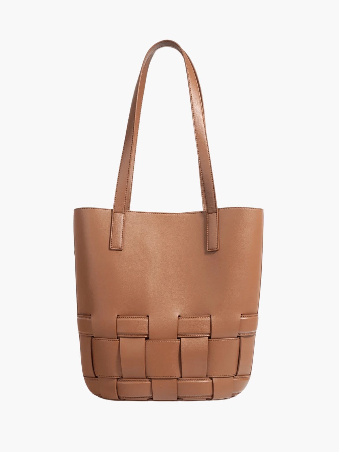 Sac en cuir beige détail couture vent