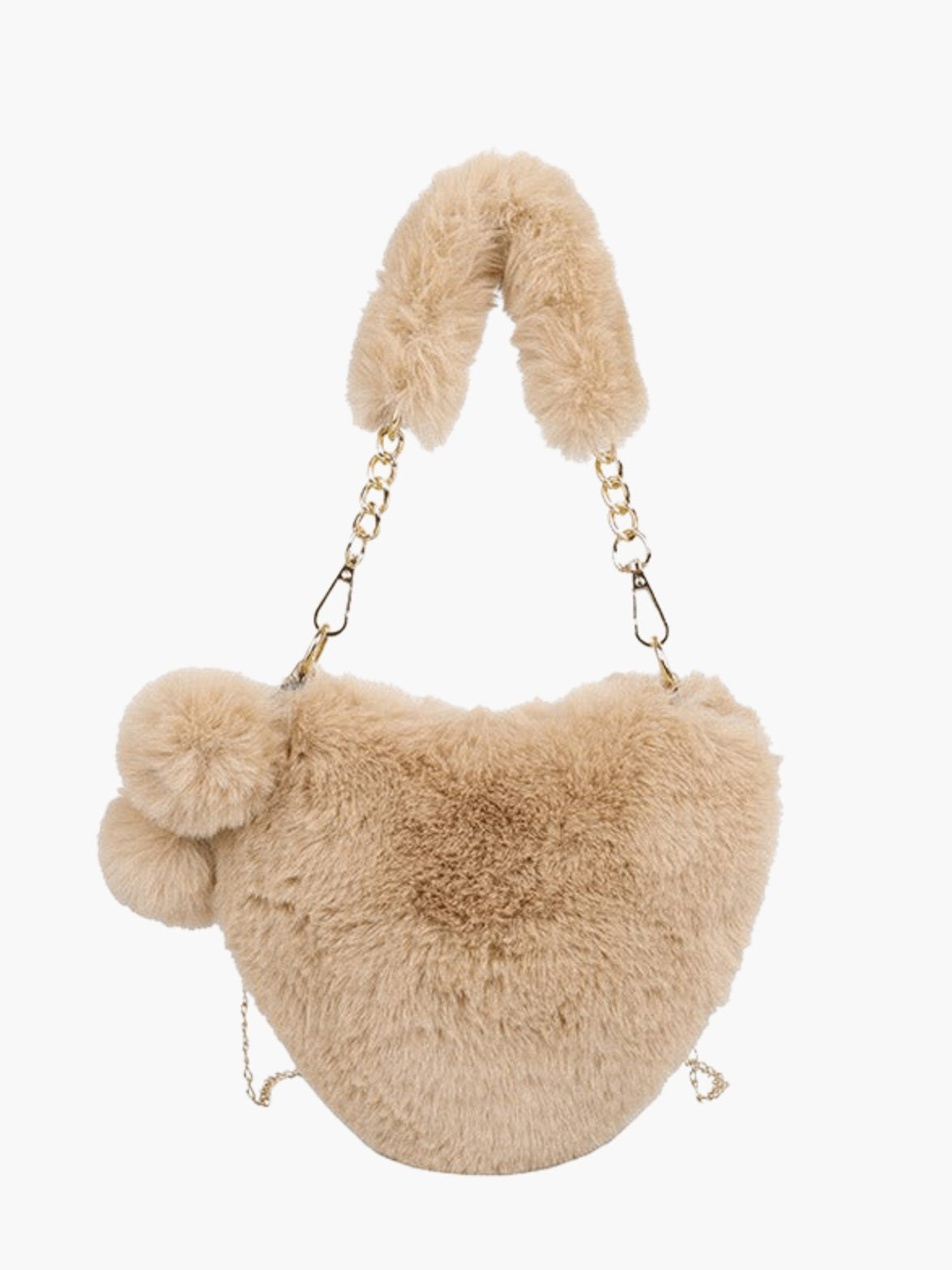 Sac cœur peluche beige vue face papillon