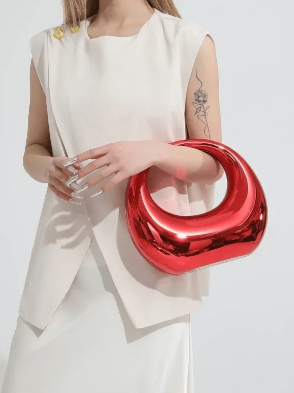 Sac élégant acrylique vue intérieure perle