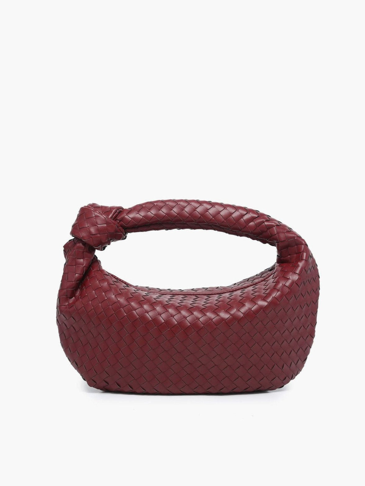 Sac croissant en cuir tressé bordeaux élégant