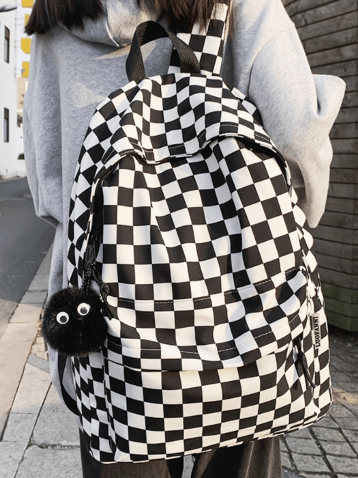 Sac à dos damier détail poche avant nuage