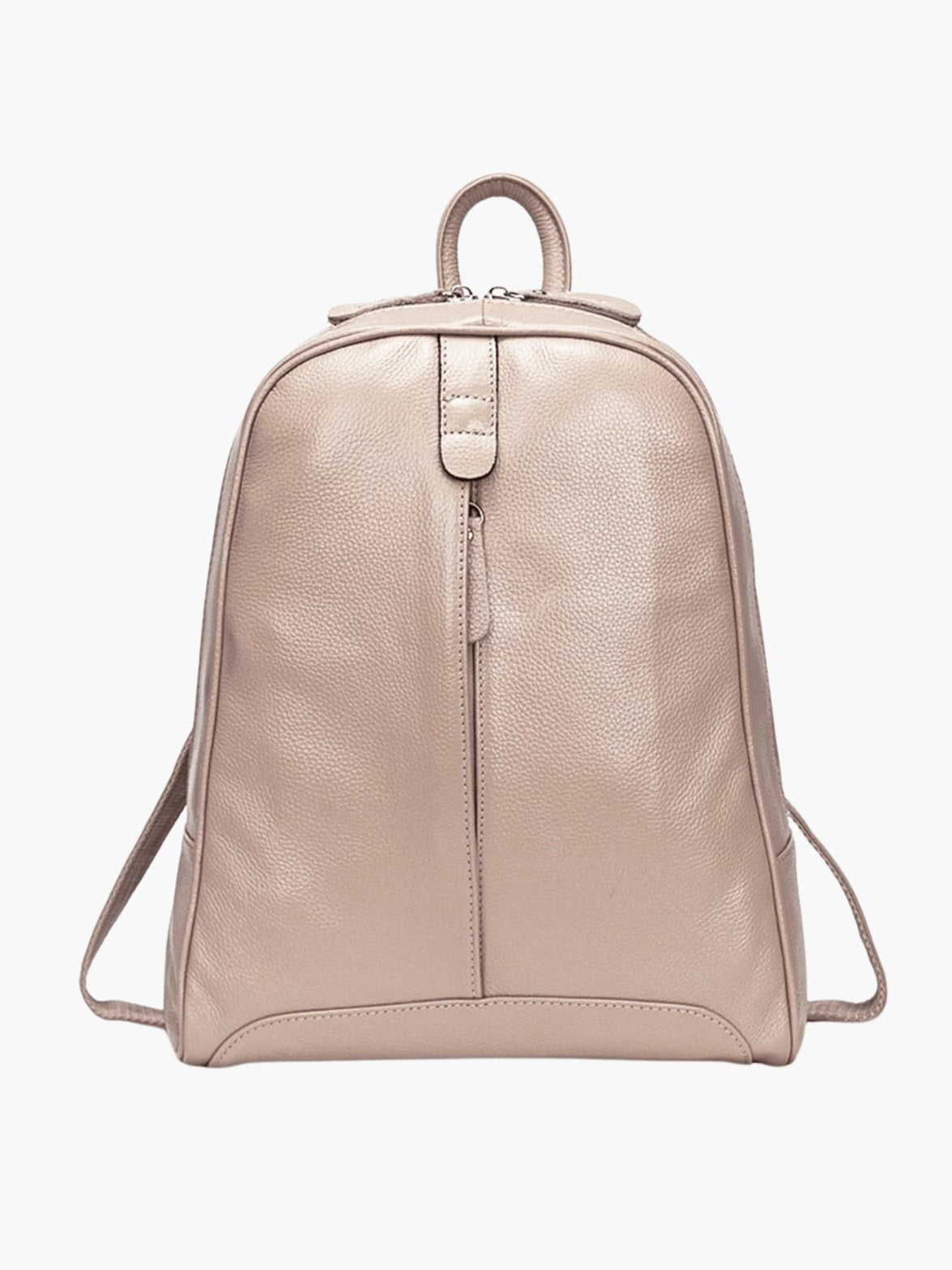 Sac à dos en cuir gris vue dessus arc