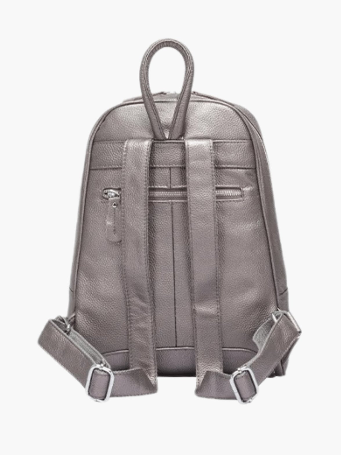 Sac à dos en cuir gris vue côté nuage