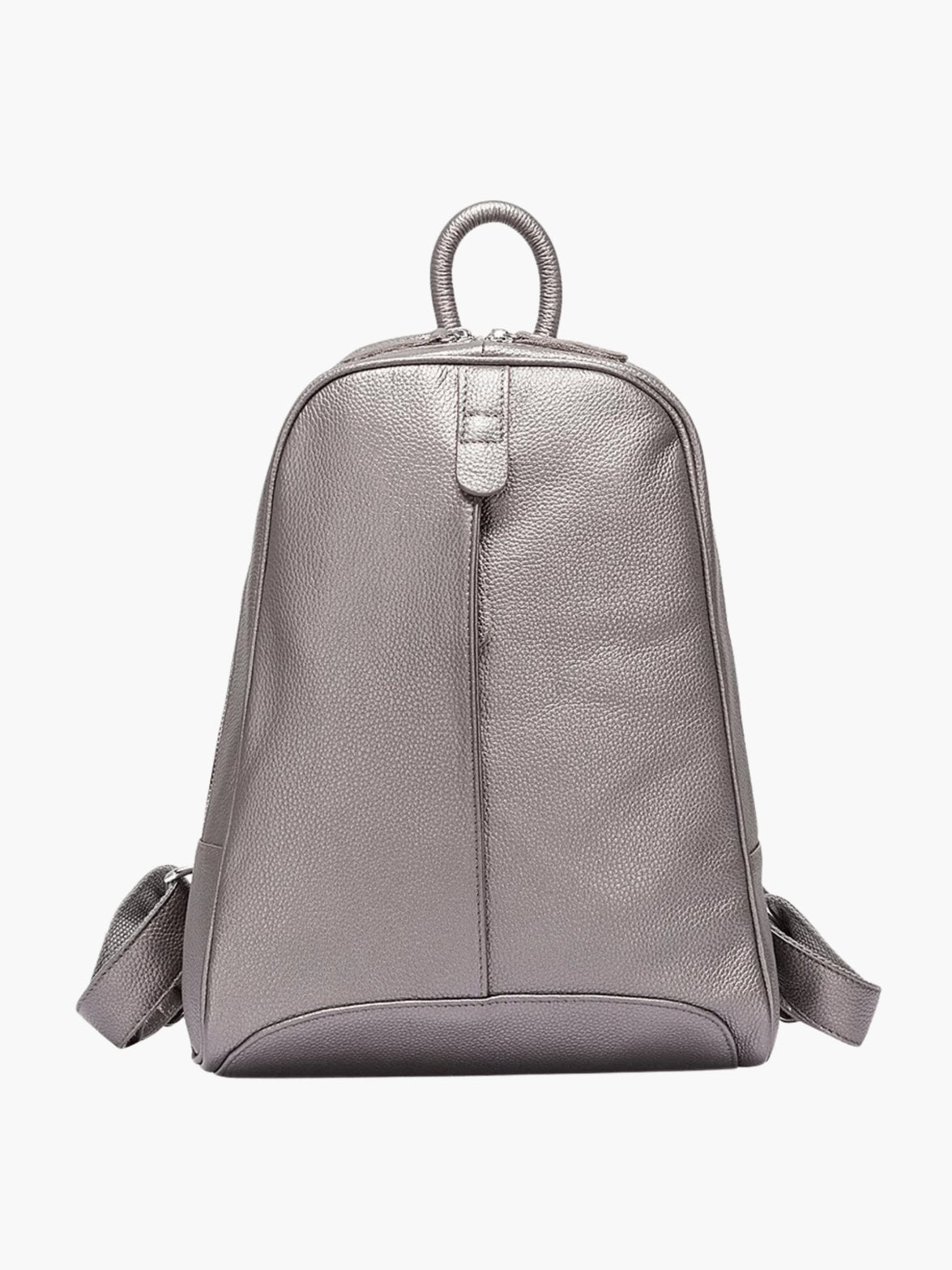 Sac à dos en cuir gris détail bandoulière feuille