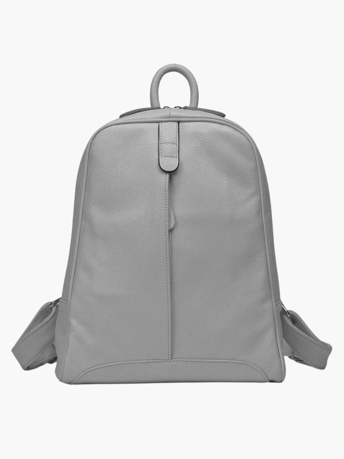 Sac à dos en cuir gris vue latérale pluie