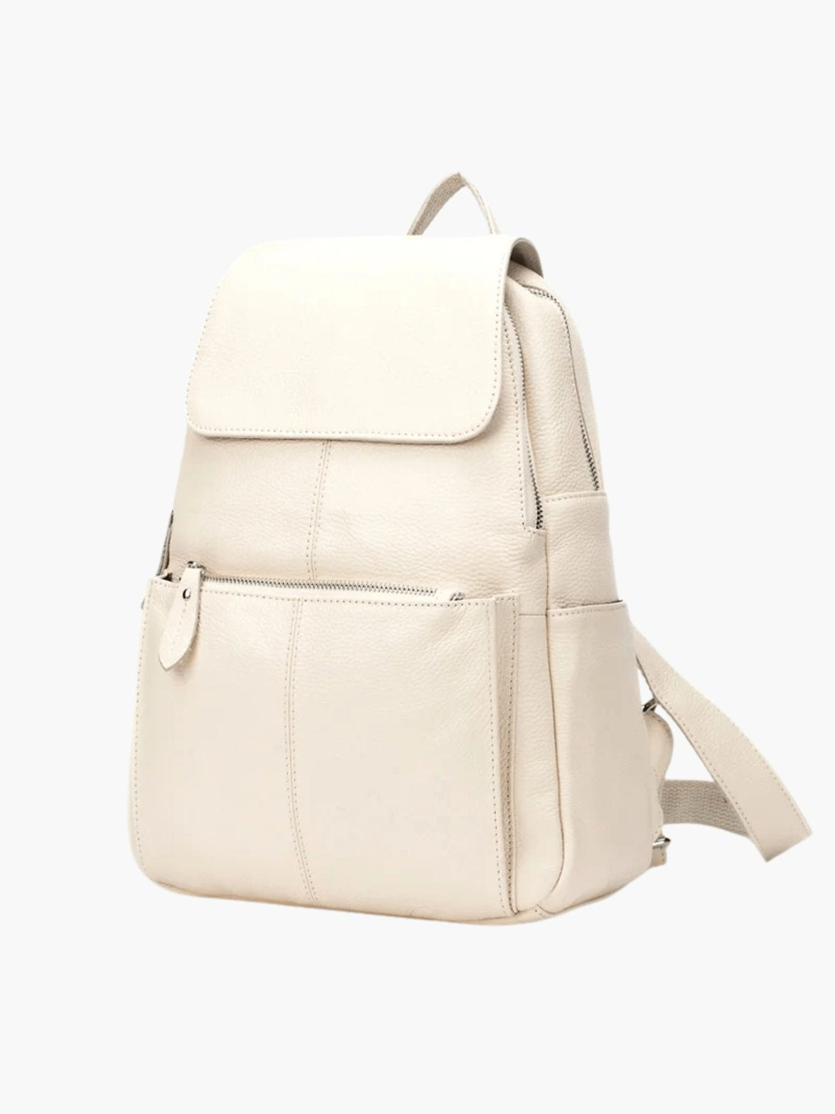 Sac à dos en cuir beige élégant soleil