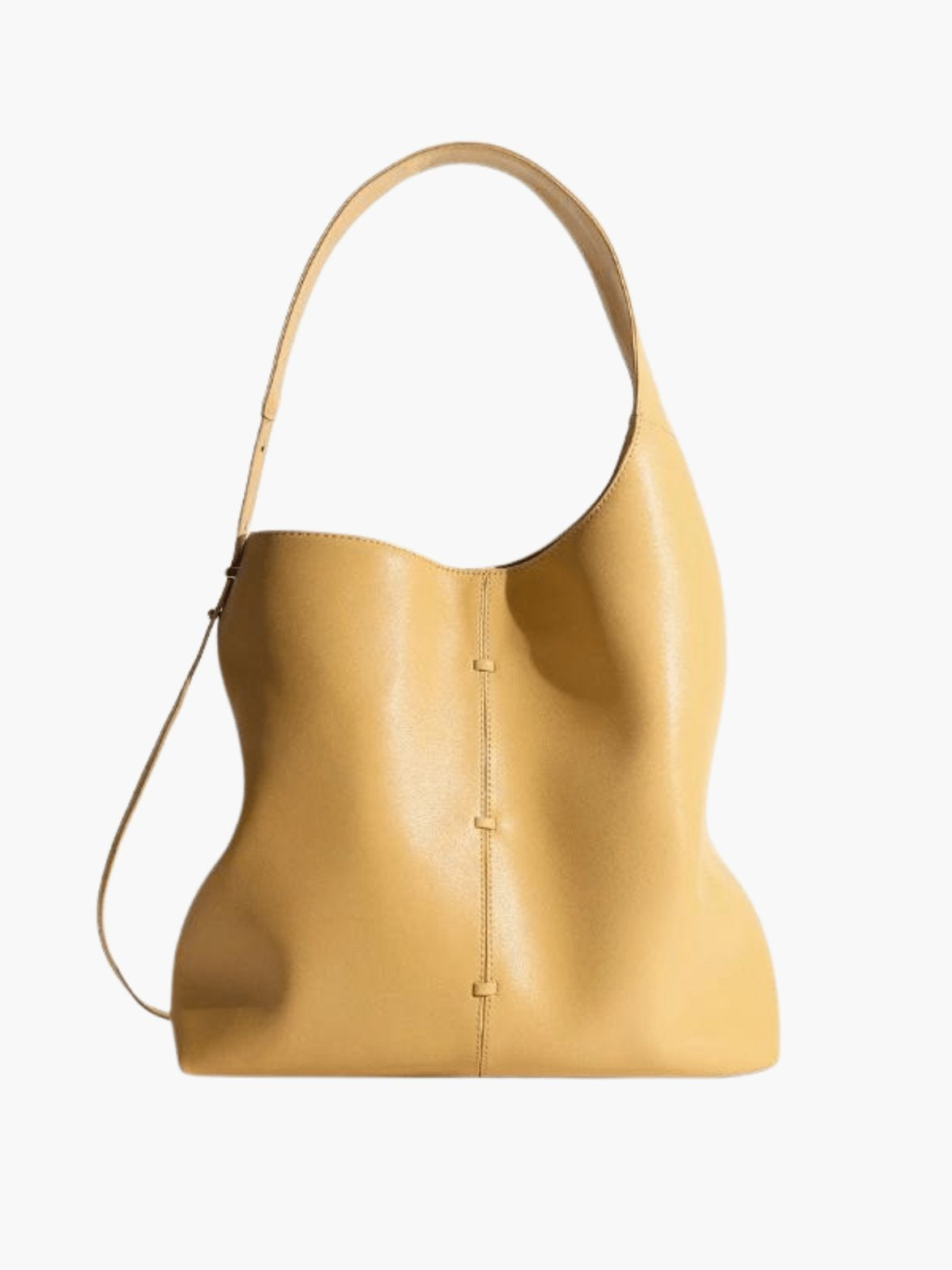 Sac hobo en cuir bleu vue portée vent