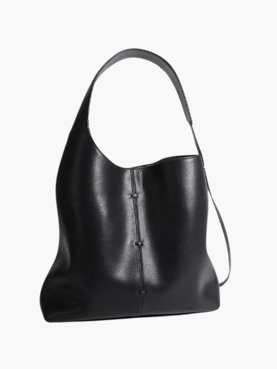 Sac hobo en cuir bleu vue ensemble nuage