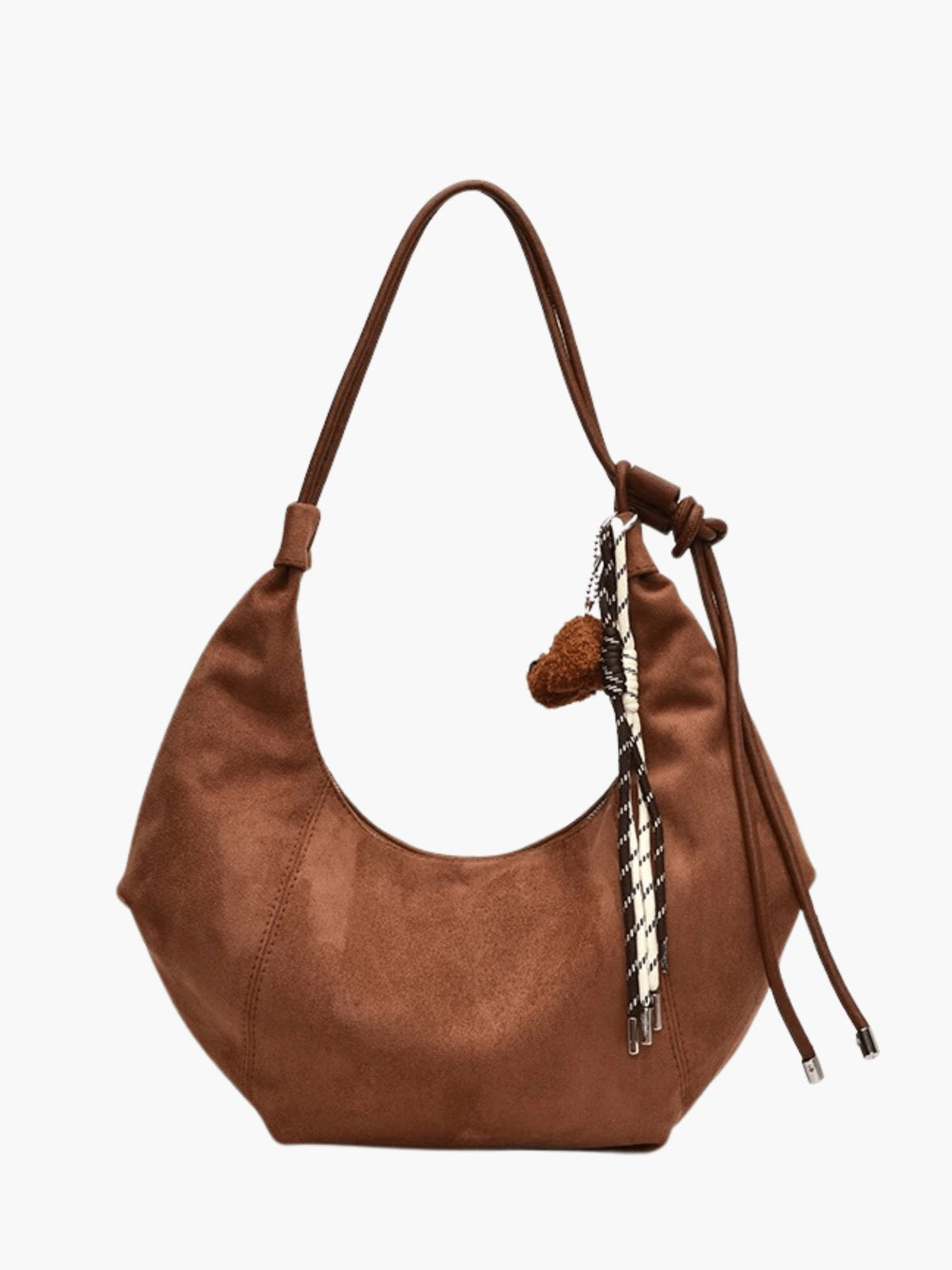 Sac hobo en daim porté épaule arc