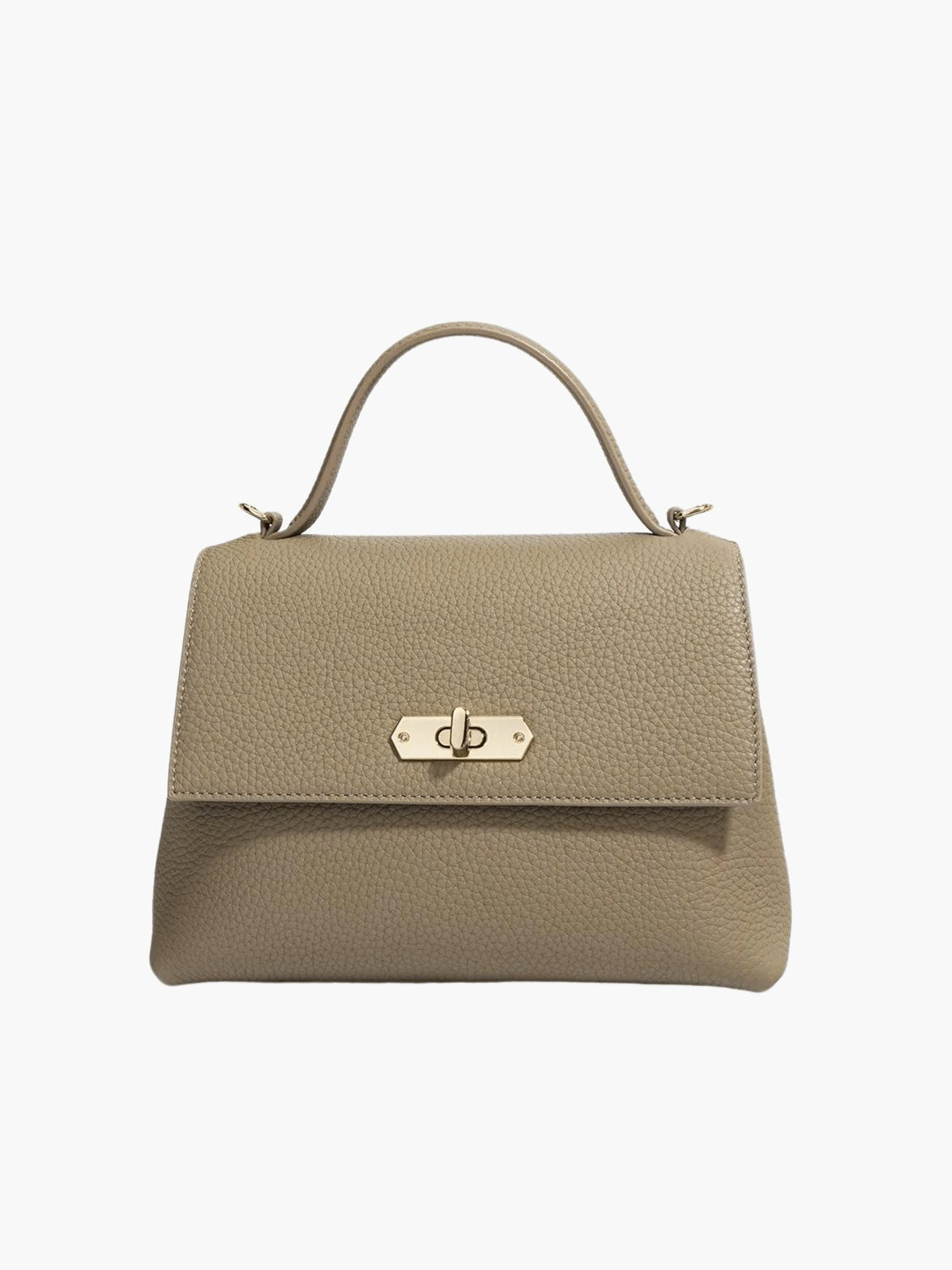 Sac à main beige en cuir Oxford vue de face soleil