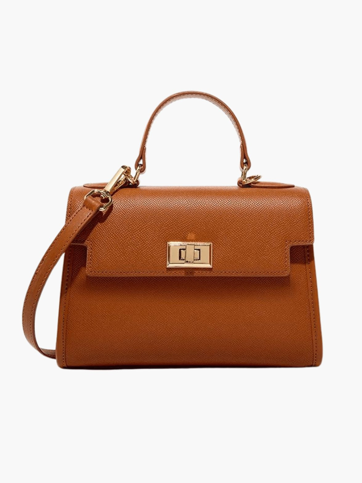 Sac à main élégant en cuir camel soleil