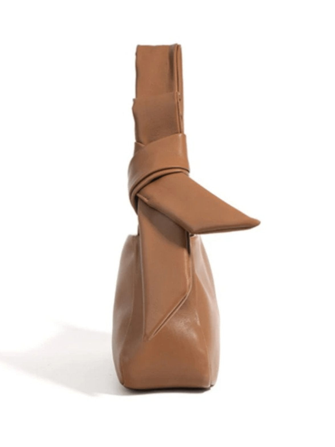 Sac à main en cuir marron vue de côté doux