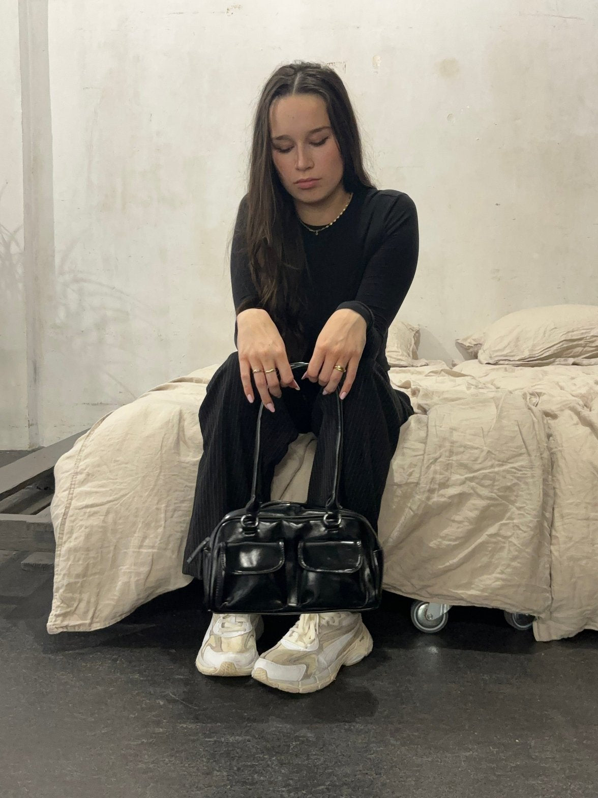 Vue intérieure du sac noir jade