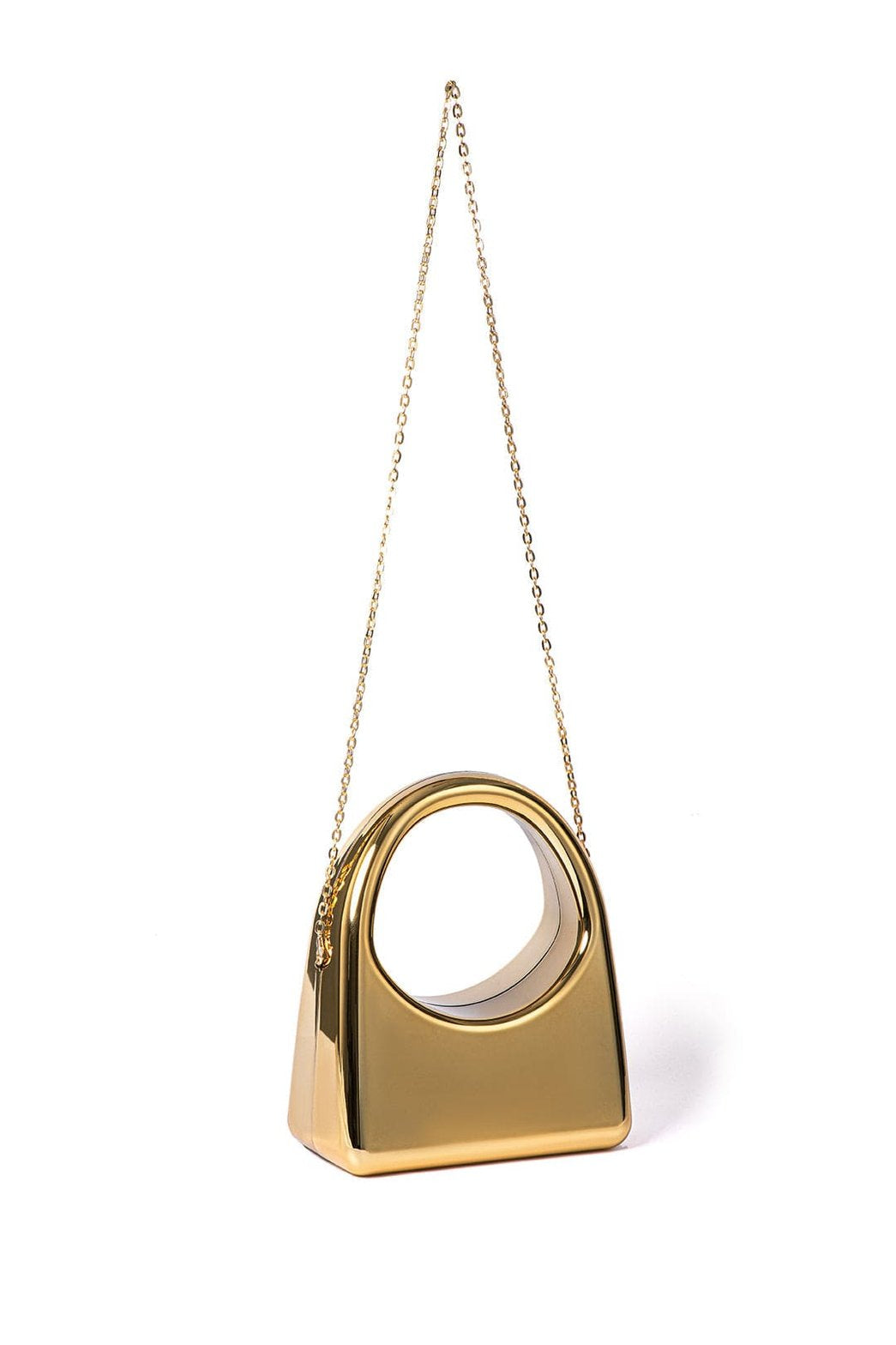 Sac à main doré métallique vue intérieure perle