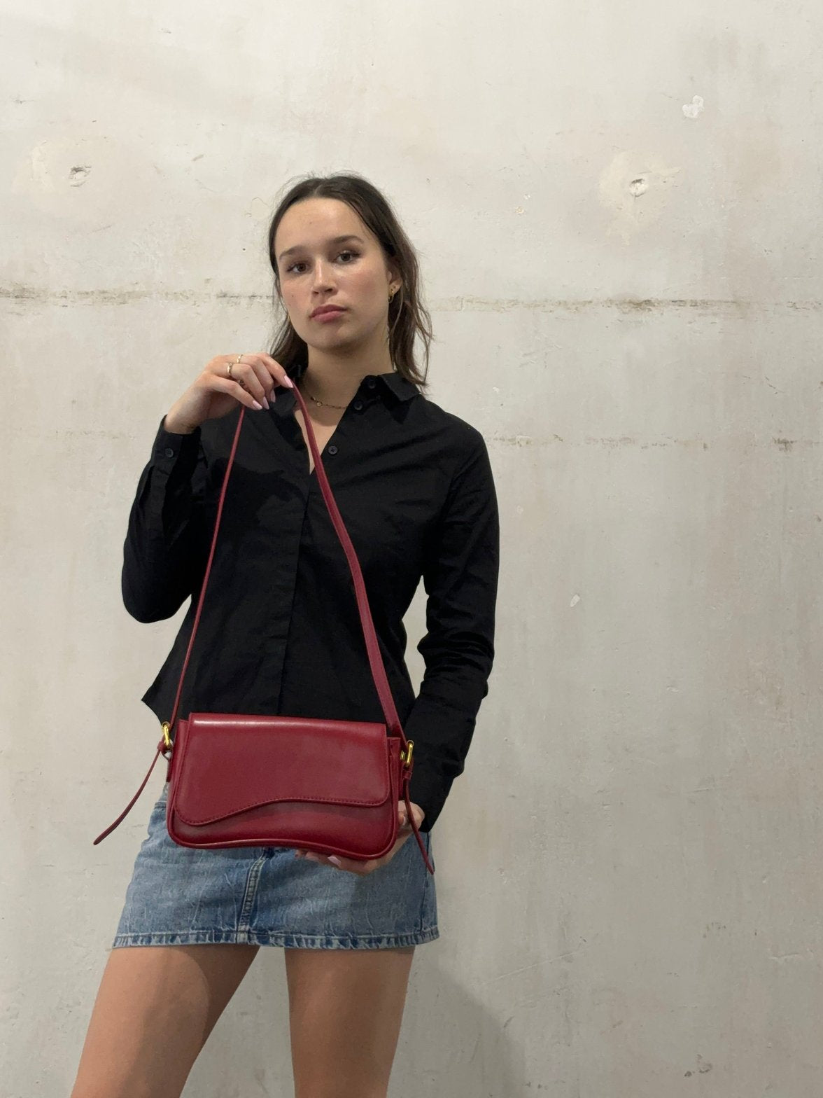 Sac porté main rouge flamme