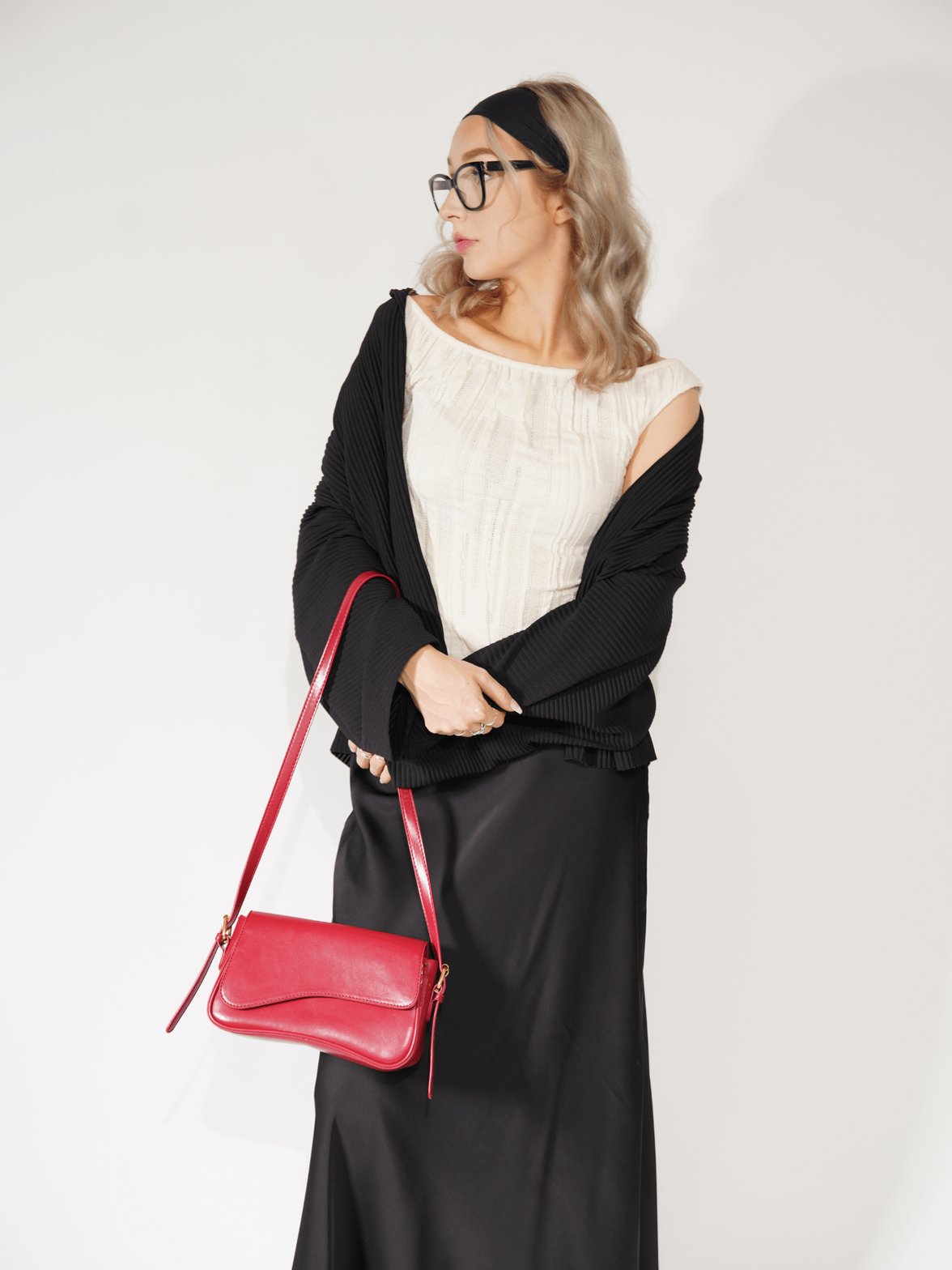 Sac porté épaule rouge rubis