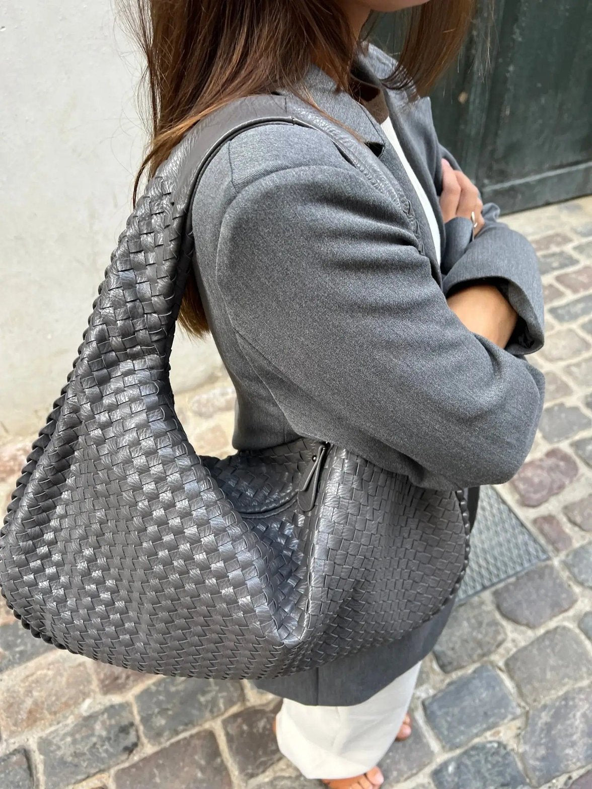 Sac tressé gris classique nuage
