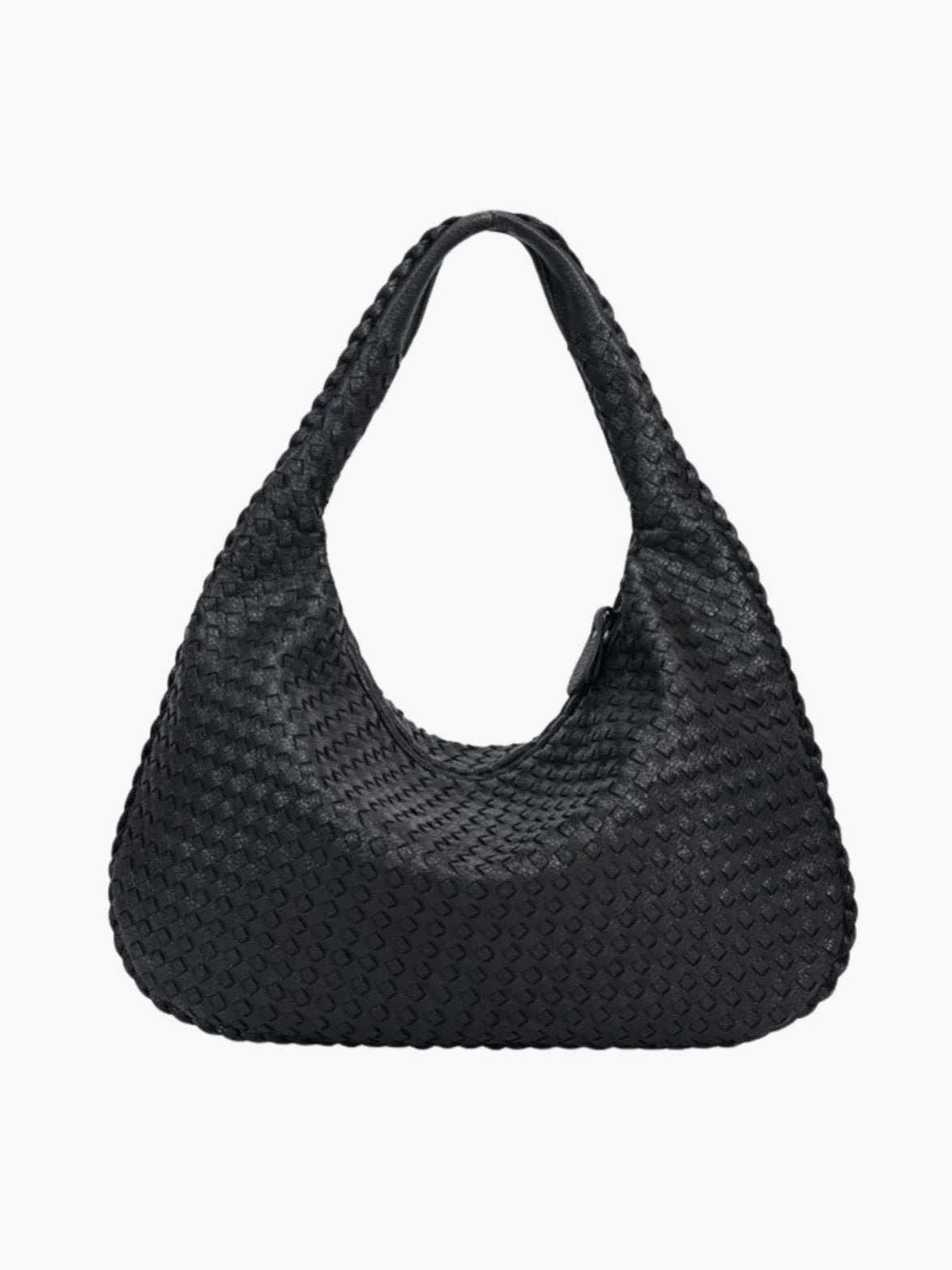 Sac tressé végane noir élégant soleil