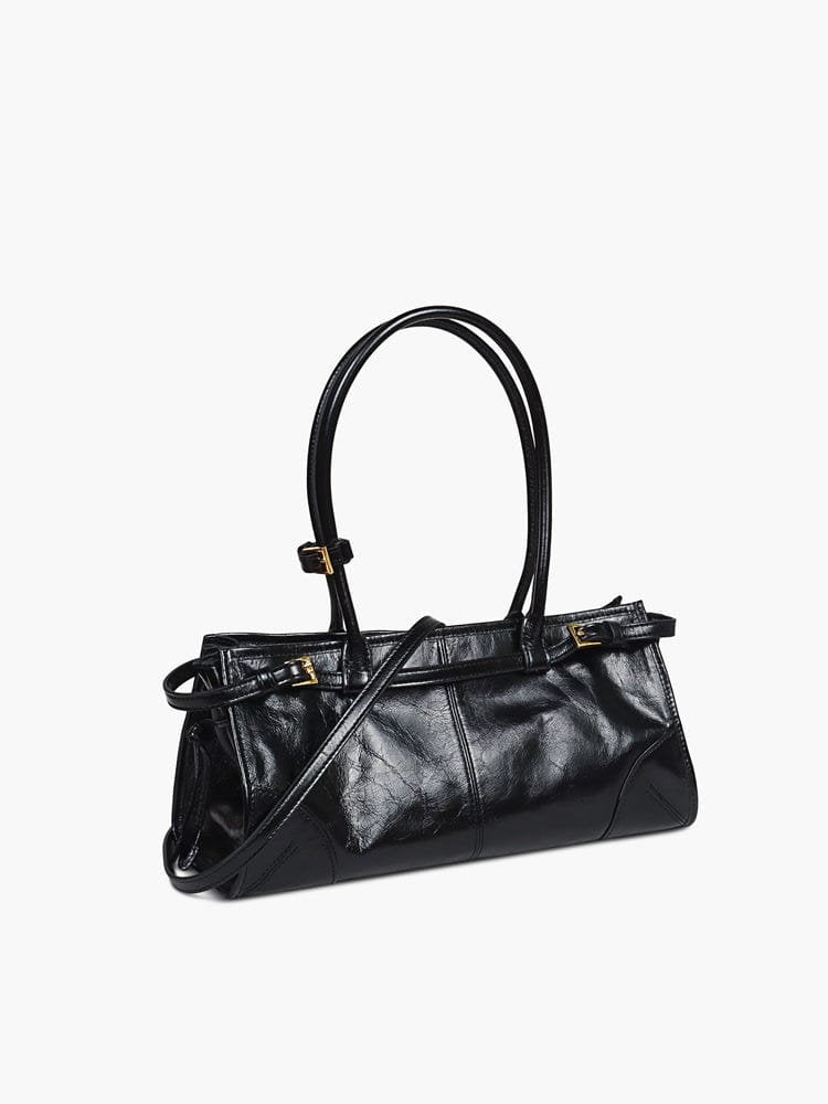 Sac à main noir élégant style baguette doux