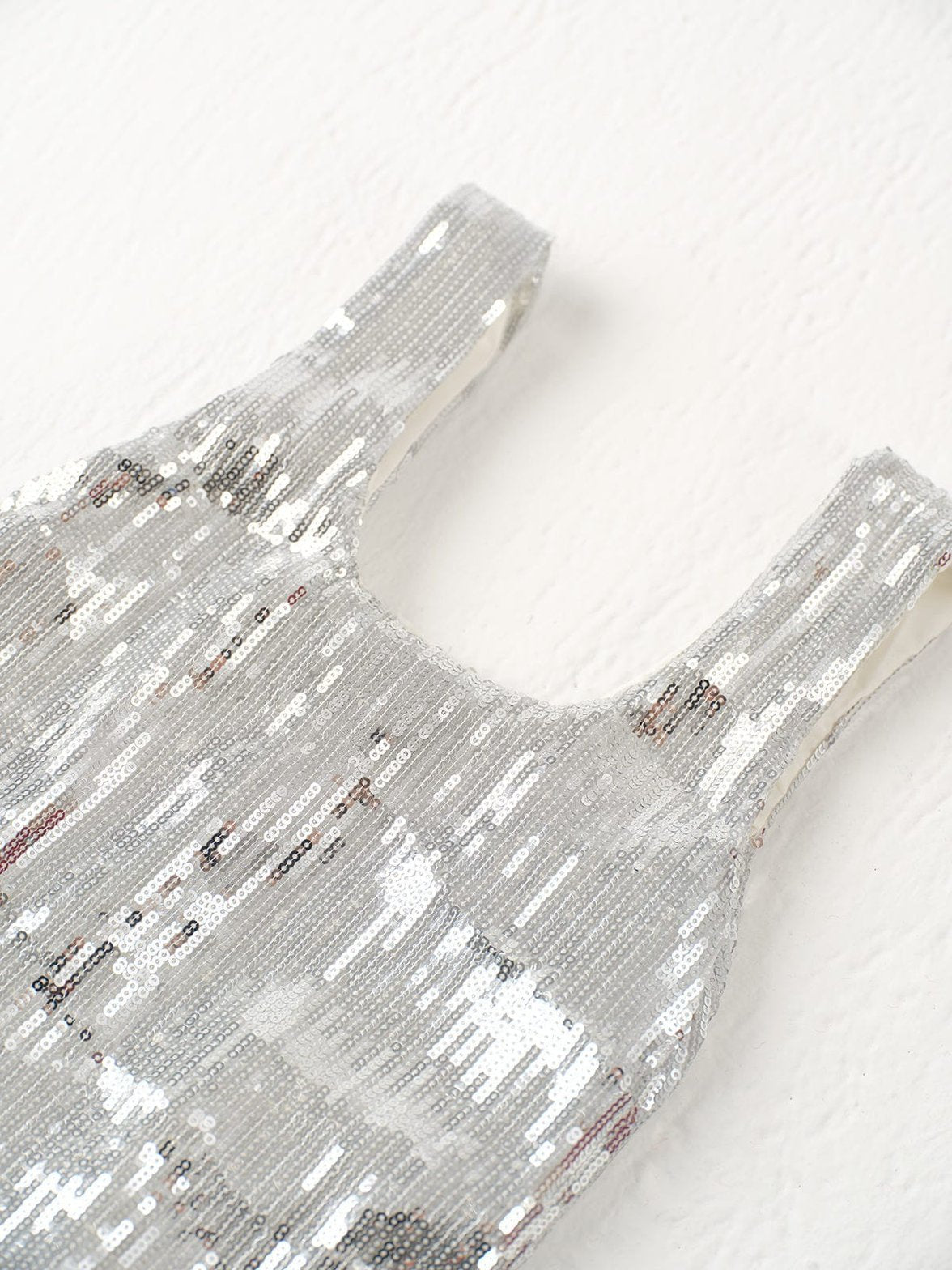 Sac shopping paillettes argent féérique