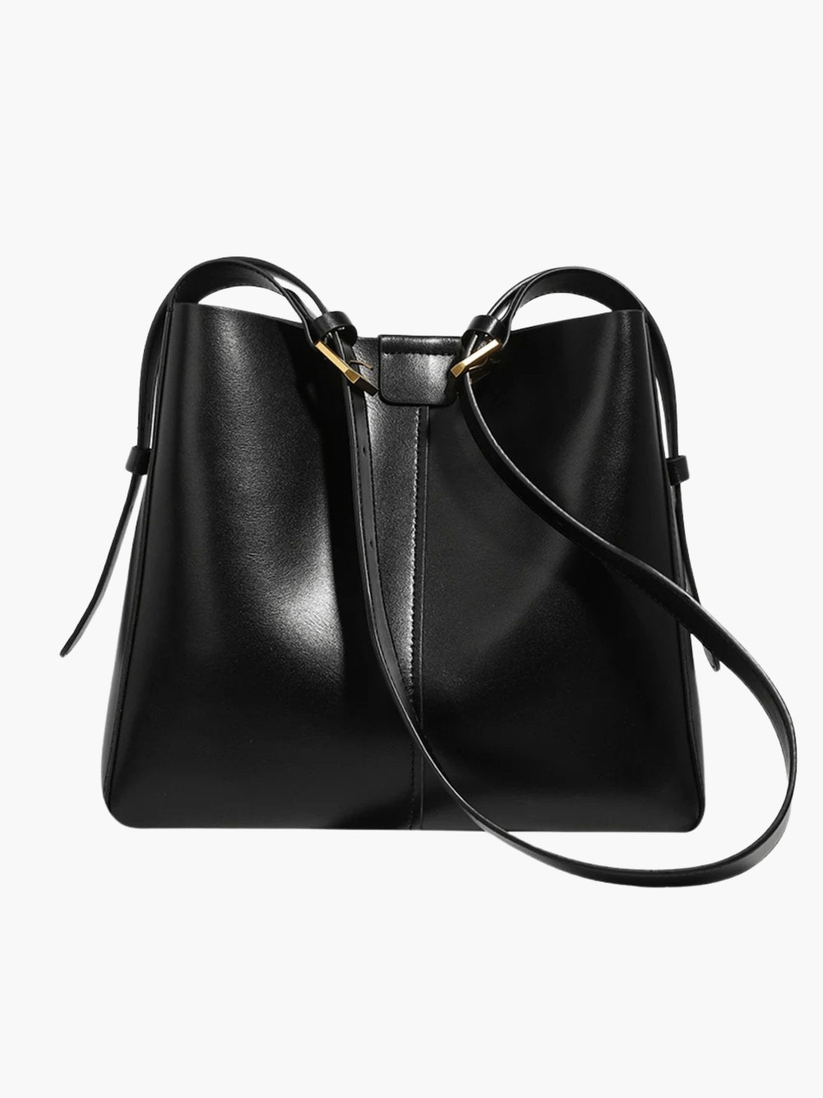 Sac seau en cuir camel vue ensemble vent