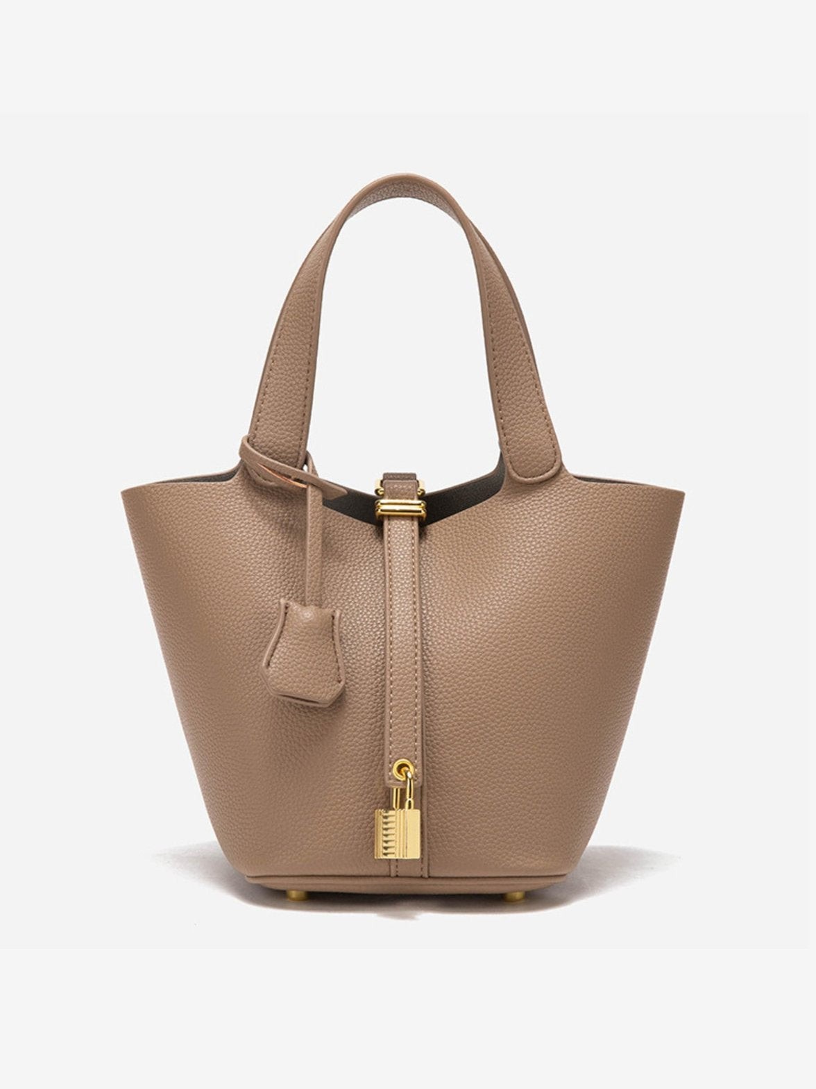 Sac seau en cuir beige vue frontale songe