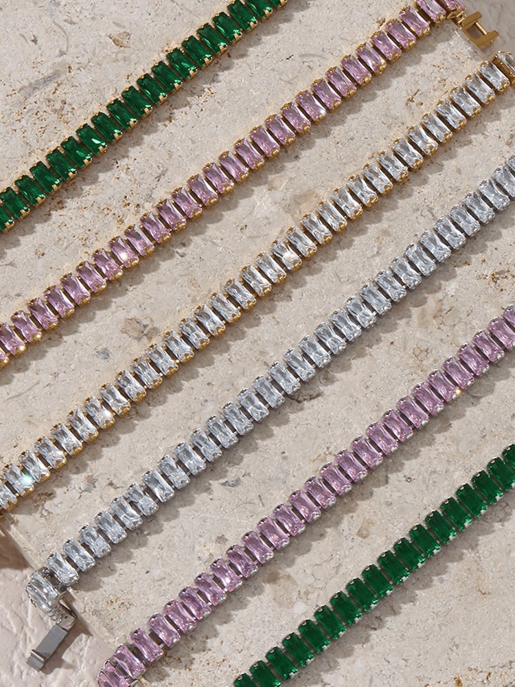 Ensemble bijoux tennis rose raffiné éclat