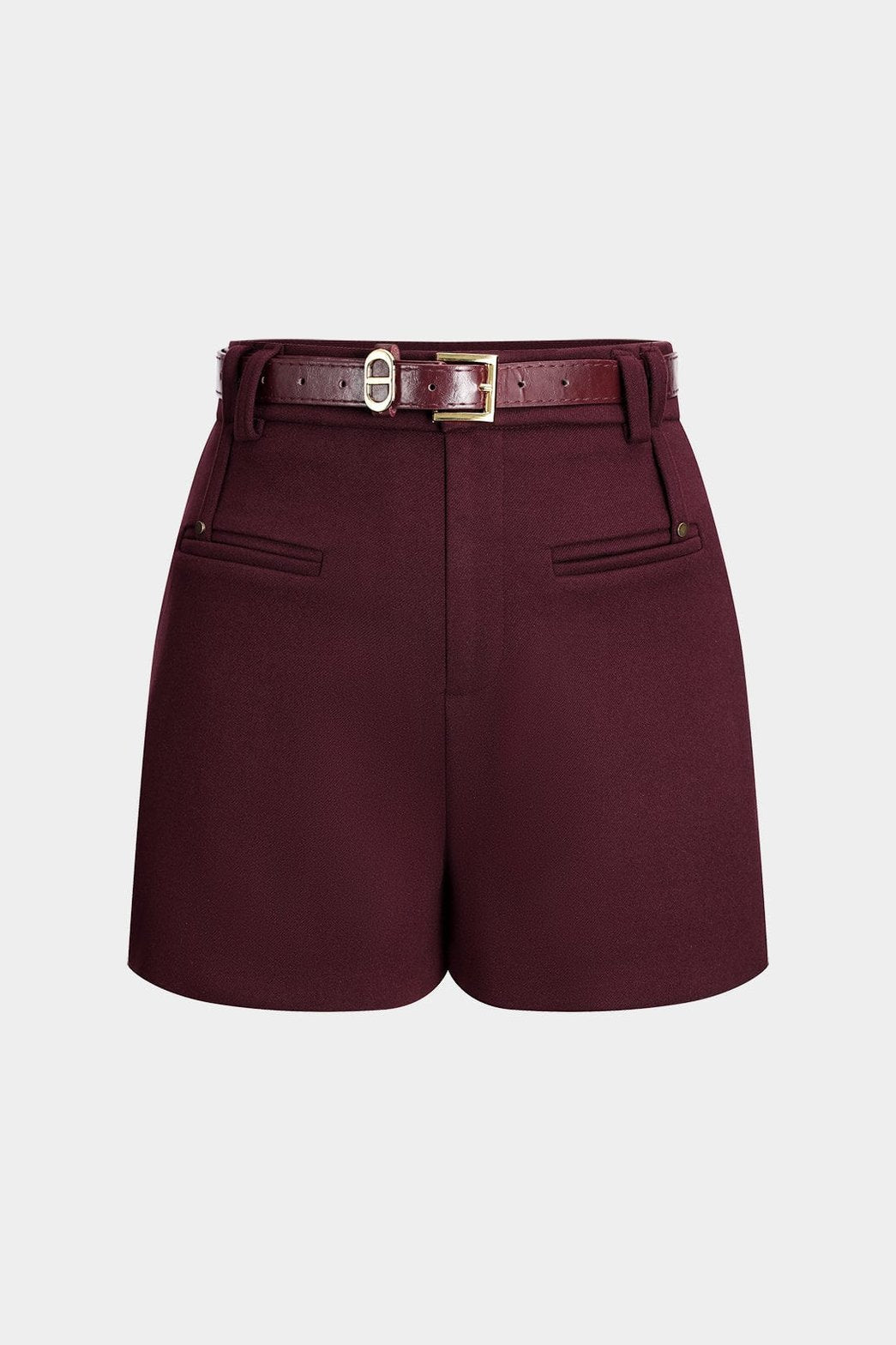Short taille haute bordeaux vue avant soleil