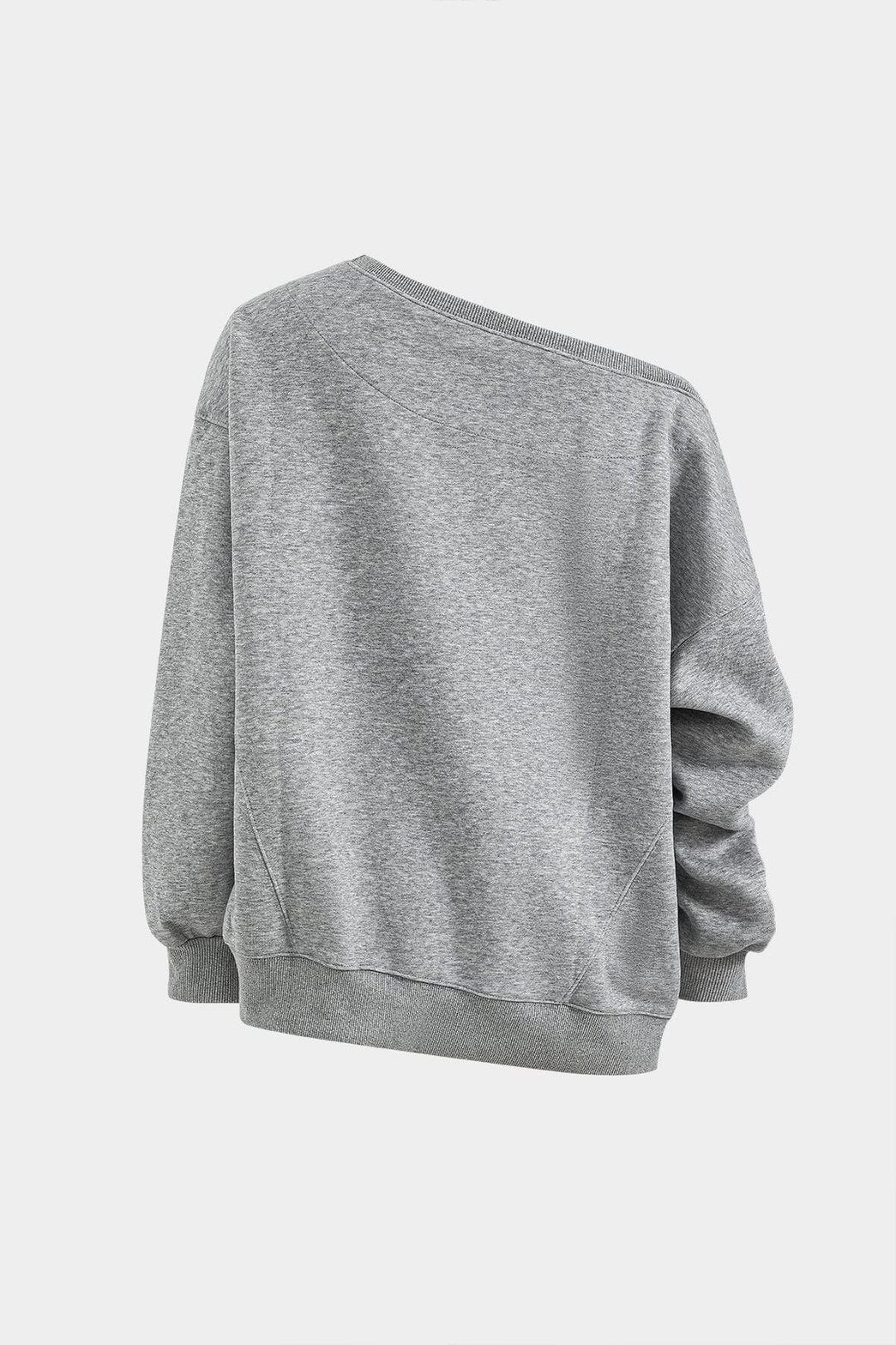 Sweatshirt gris col asymétrique vue de côté soleil