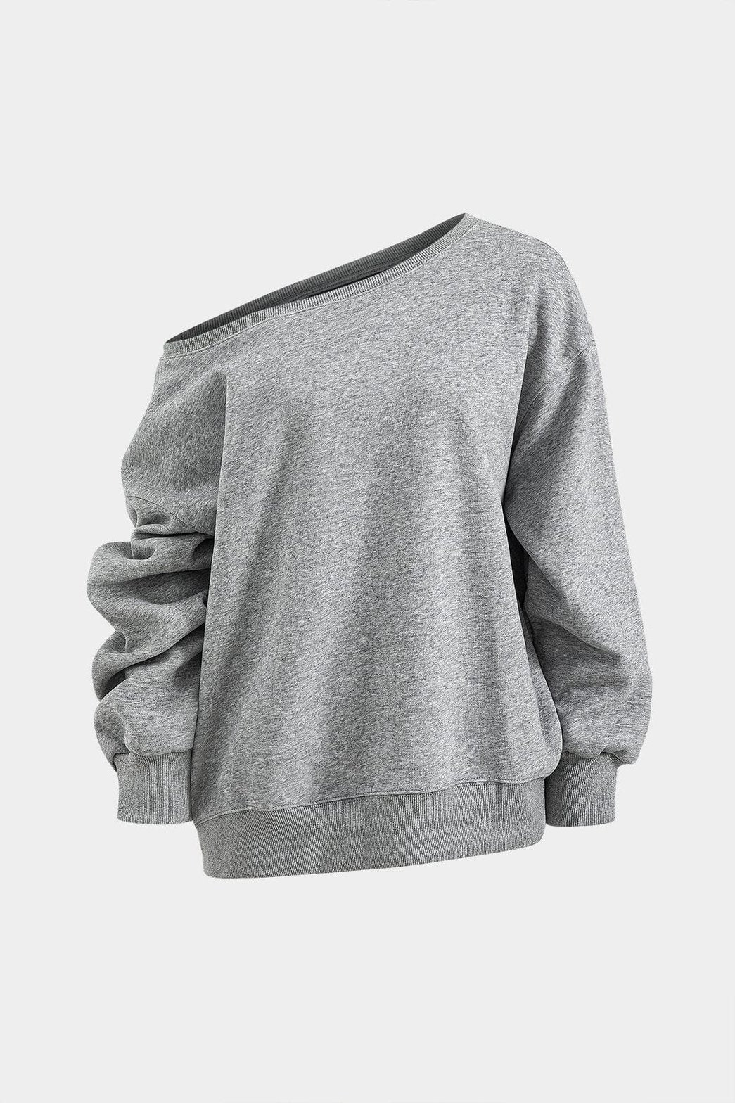 Sweatshirt gris col asymétrique vue de face étoile