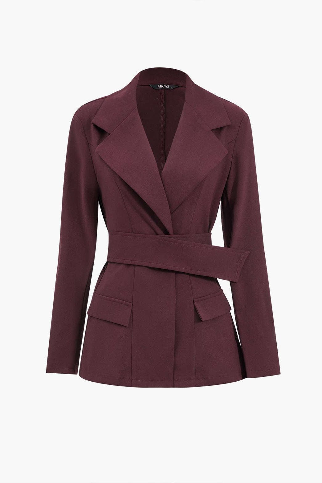 Blazer ceinturé bordeaux chic
