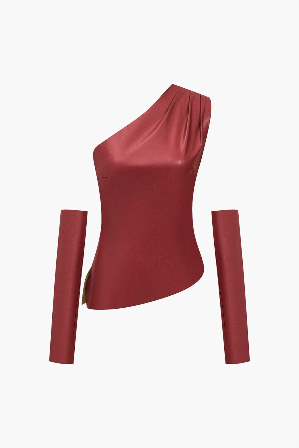 Top asymétrique bordeaux en cuir synthétique jazz