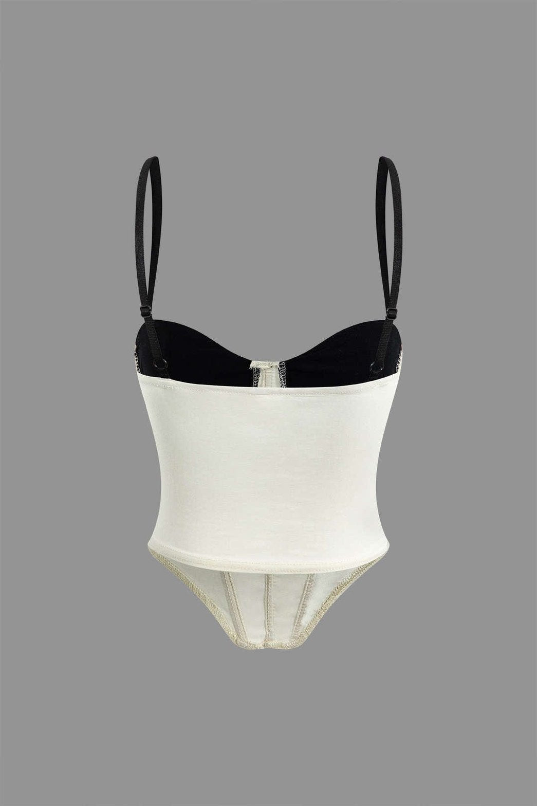 Top bustier bicolore ajusté glamour cristal