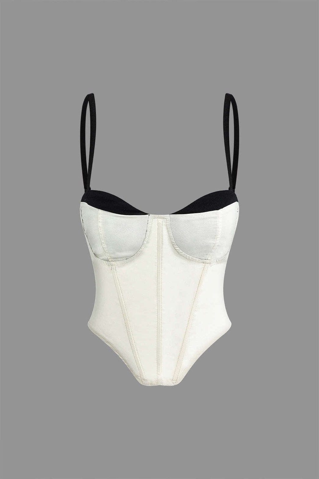 Top bustier blanc à bretelles noires élégant zeste