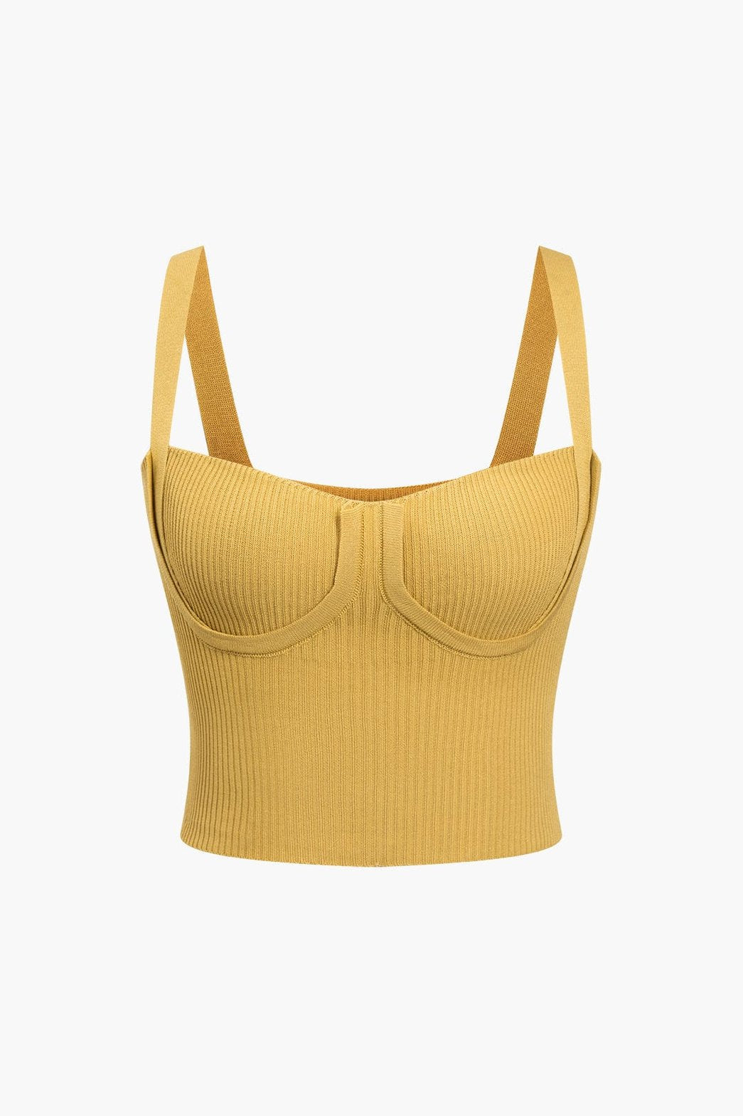Top bustier côtelé jaune tendance soleil