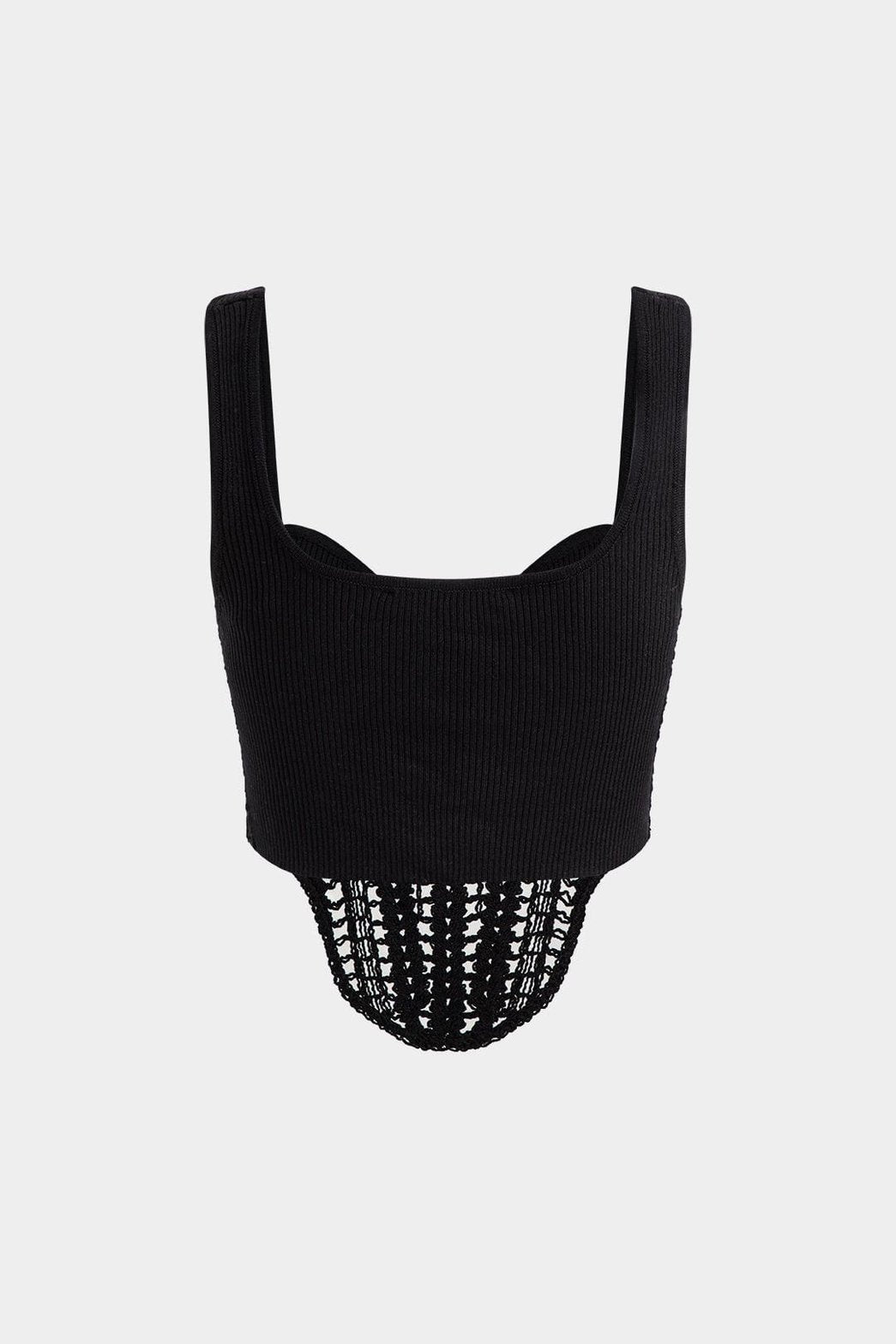 Top bustier noir motif crochet élégant