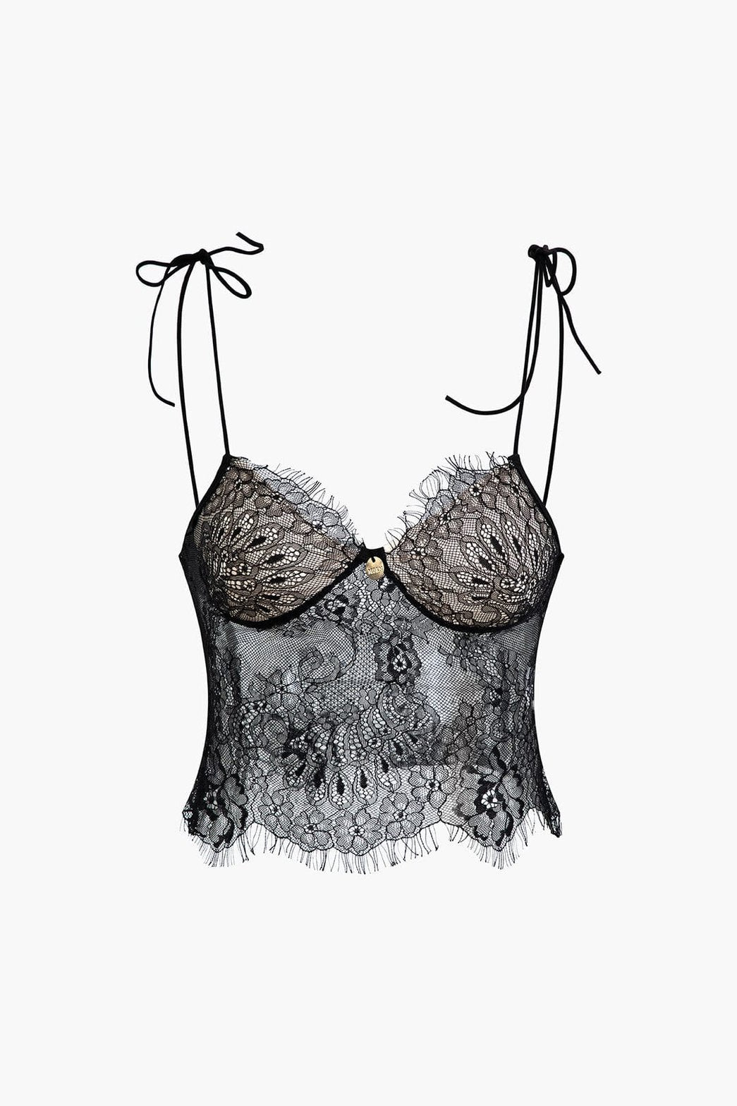 Top dentelle transparente cristal