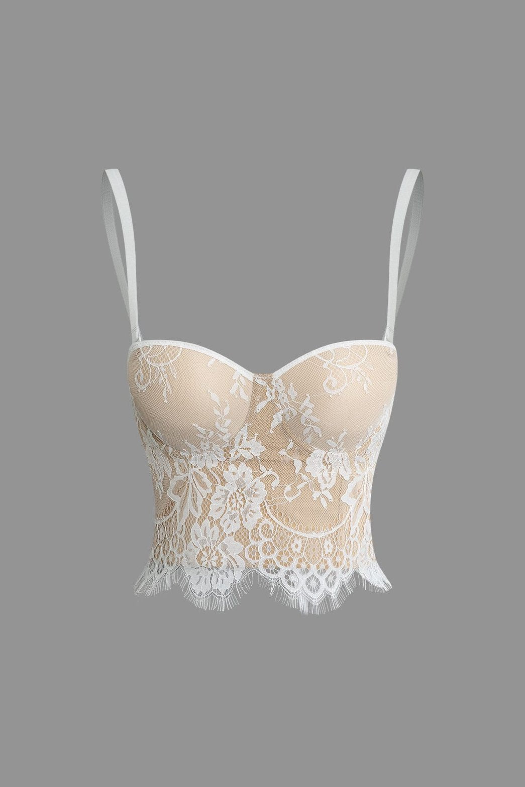 Top bustier en dentelle blanche élégant soleil